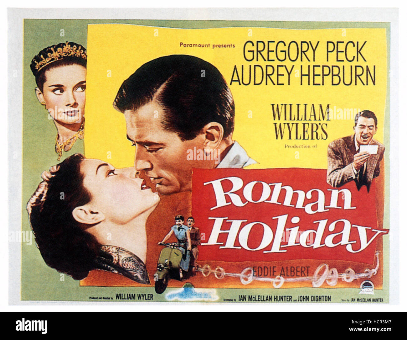 ROMAN HOLIDAY, l-r: Audrey Hepburn, Gregory Peck on poster art, 1953 ...