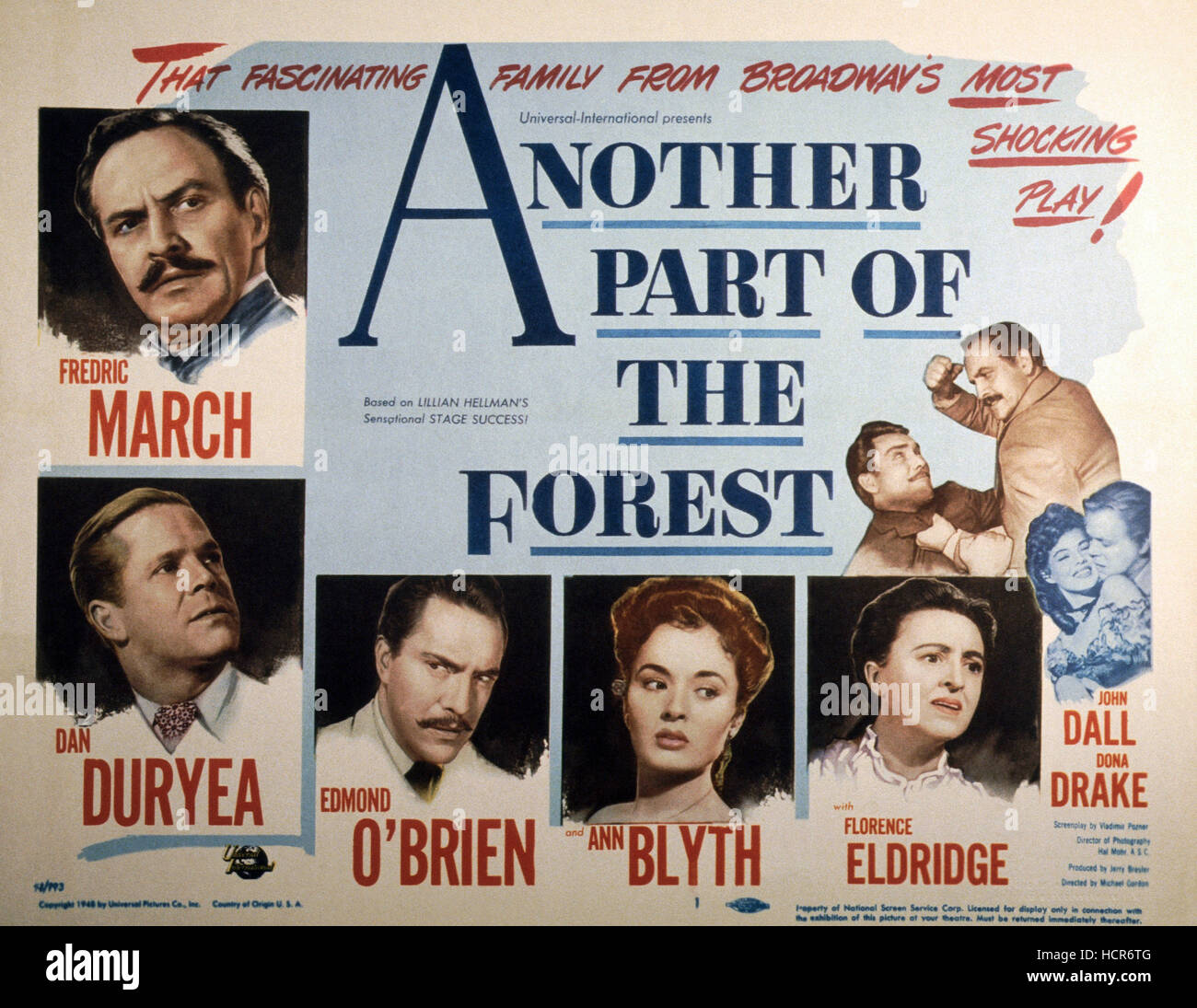 ANOTHER PART OF THE FOREST, from left: Fredric March (top), Dan Duryea, Edmond O'Brien, Ann Blyth, Florence Edlridge, 1948 Stock Photo