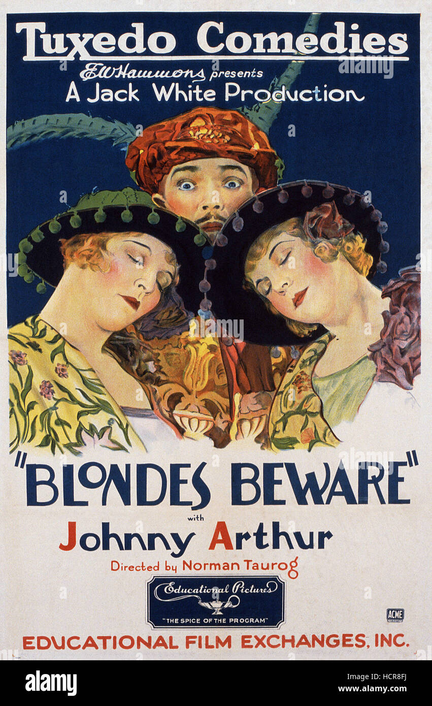 BLONDES BEWARE, U.S. poster, Johnny Arthur (center), 1928 Stock Photo