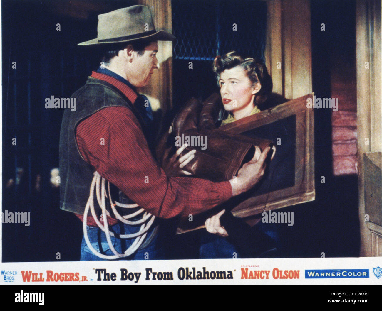 THE BOY FROM OKLAHOMA, lr Will Rogers Jr., Nancy Olson on lobbycard