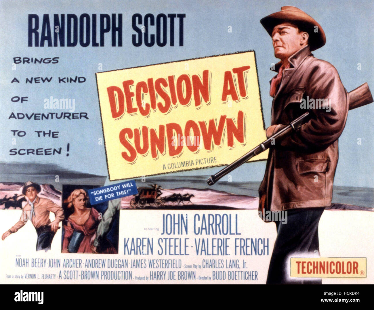 DECISION AT SUNDOWN, Randolph Scott, Karen Steele, 1957 Stock Photo Alamy