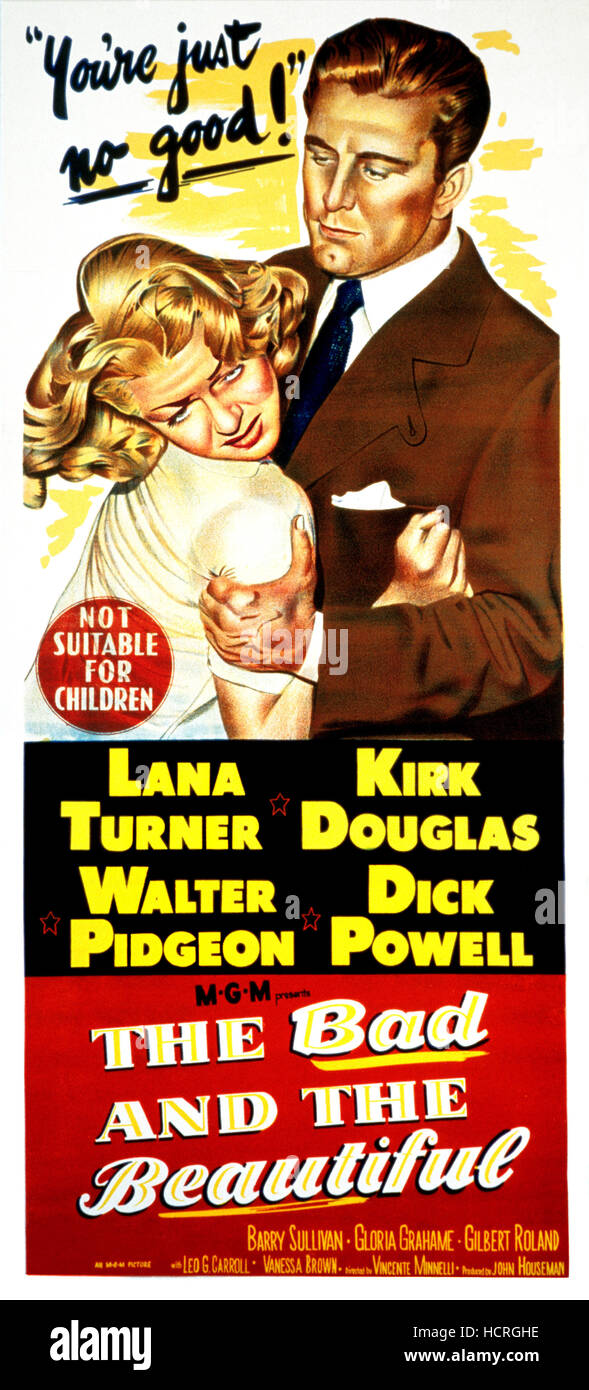 THE BAD AND THE BEAUTIFUL, Lana Turner, Kirk Douglas, 1952, poster art ...