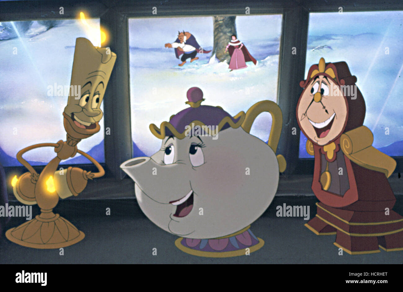 BEAUTY AND THE BEAST, Disney animation, Lumiere, Mrs.Potts, Cogsworth