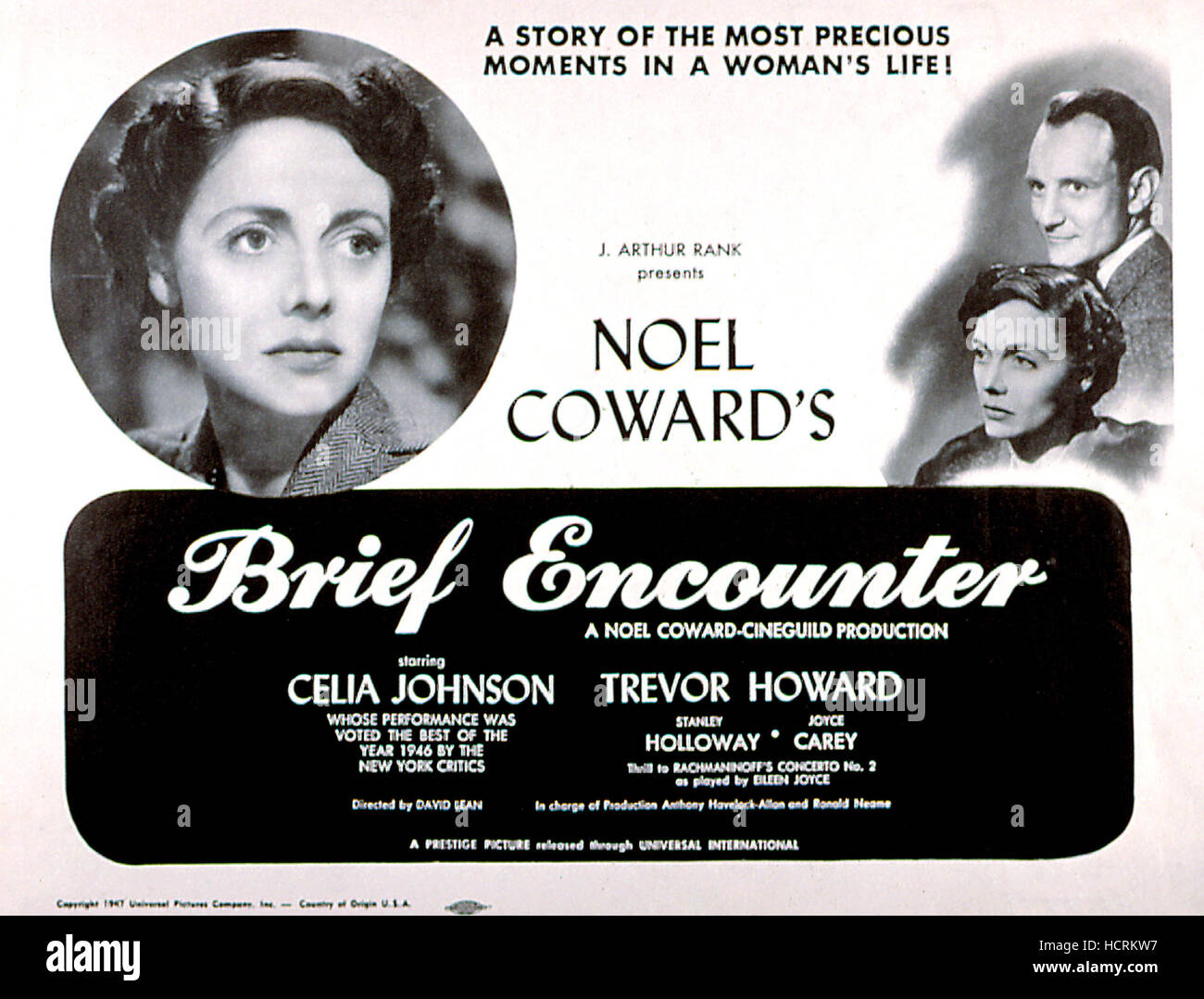BRIEF ENCOUNTER, Celia Johnson, Trevor Howard, 1945, poster art Stock