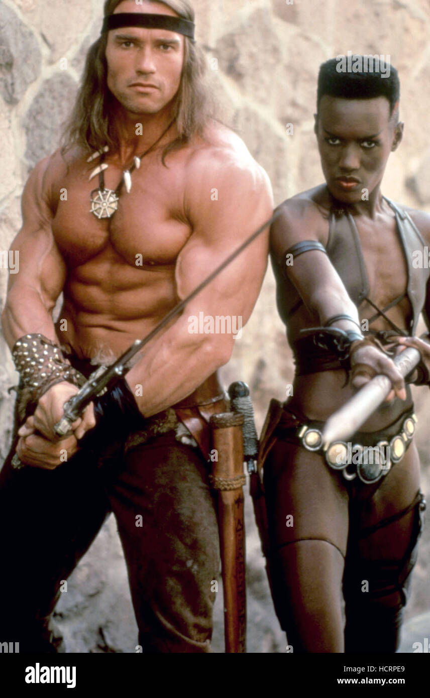 CONAN THE DESTROYER, Arnold Schwarzenegger, Grace Jones, 1984,  (c)Universal/courtesy Everett Collection Stock Photo - Alamy, image size:856x1390
