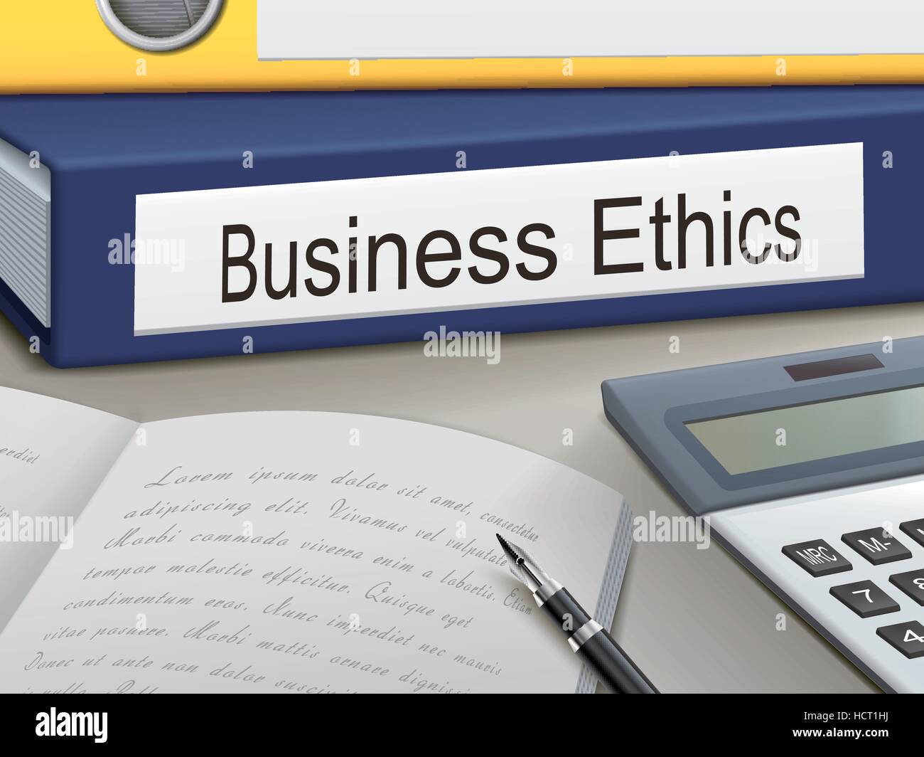 business ethics binders isolated on the office table Stock Vector