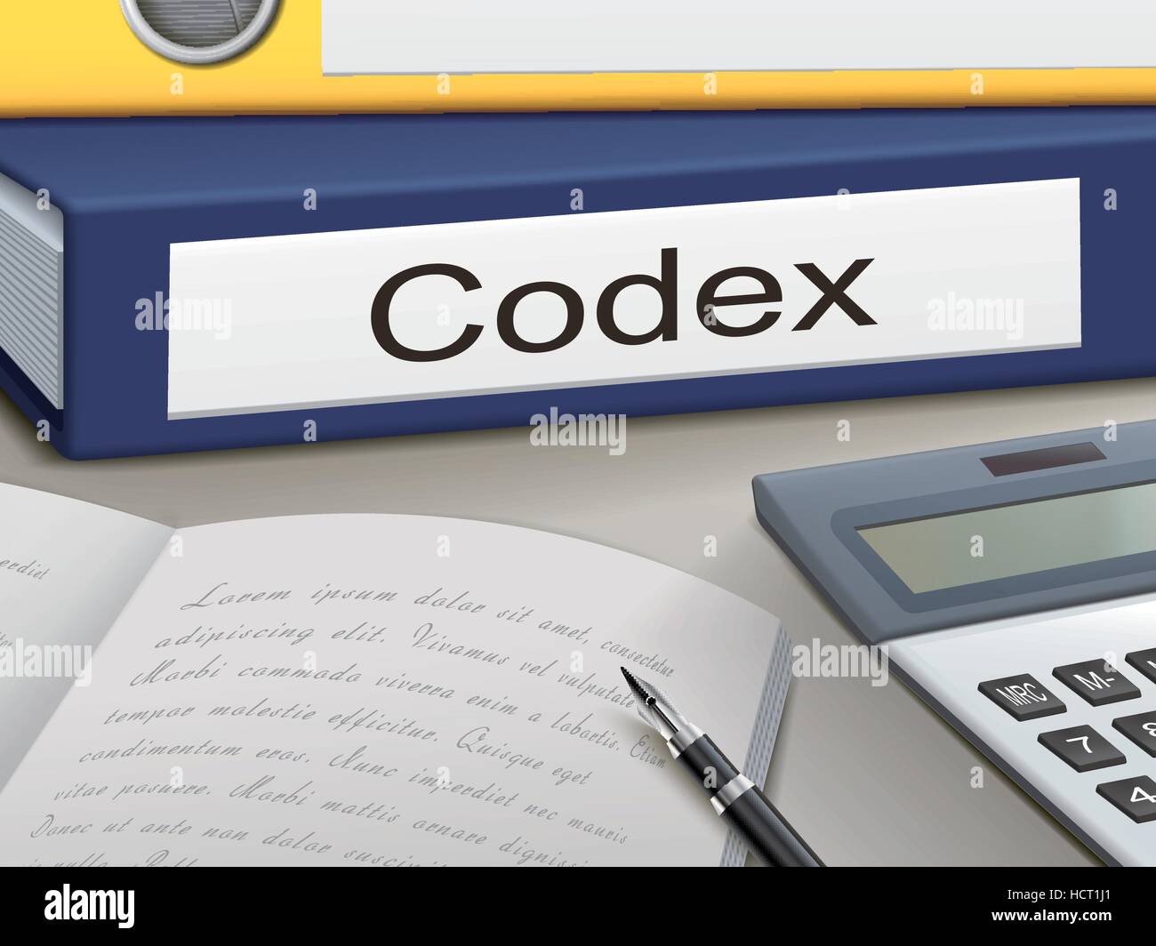 codex binders isolated on the office table Stock Vector