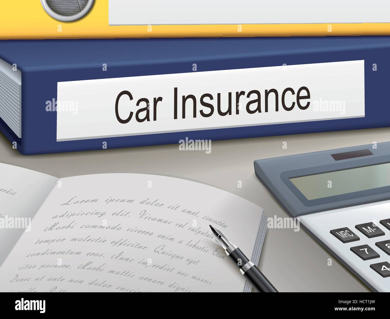 car insurance binders isolated on the office table Stock Vector Image