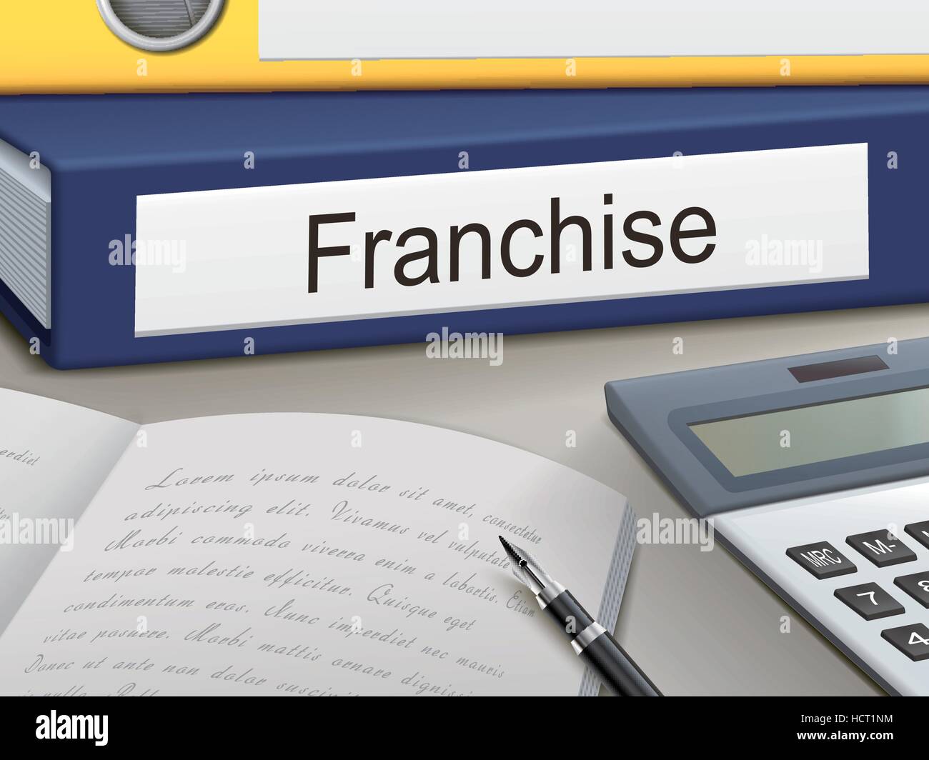 franchise binders isolated on the office table Stock Vector