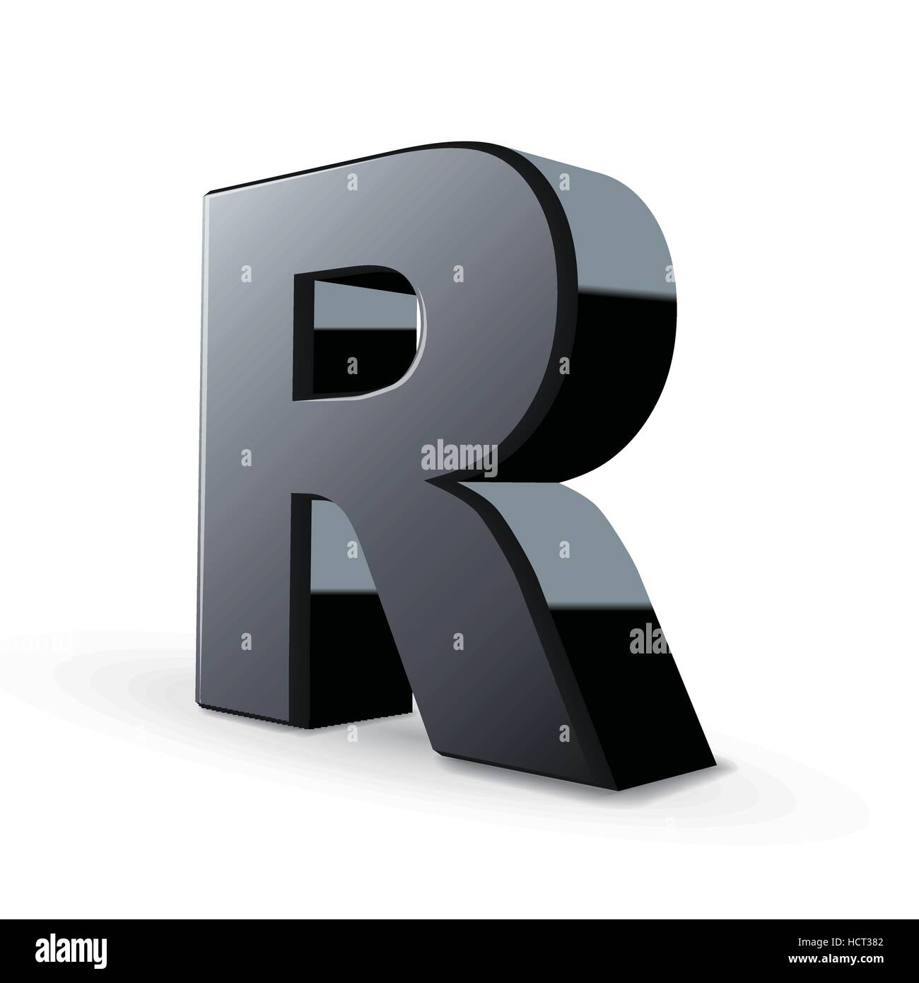glossy black alphabet R isolated on white background Stock Vector Image ...