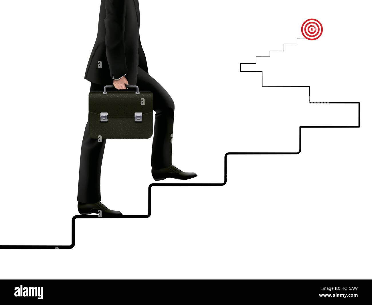 businessman going up to the target on top of the stairs Stock Vector