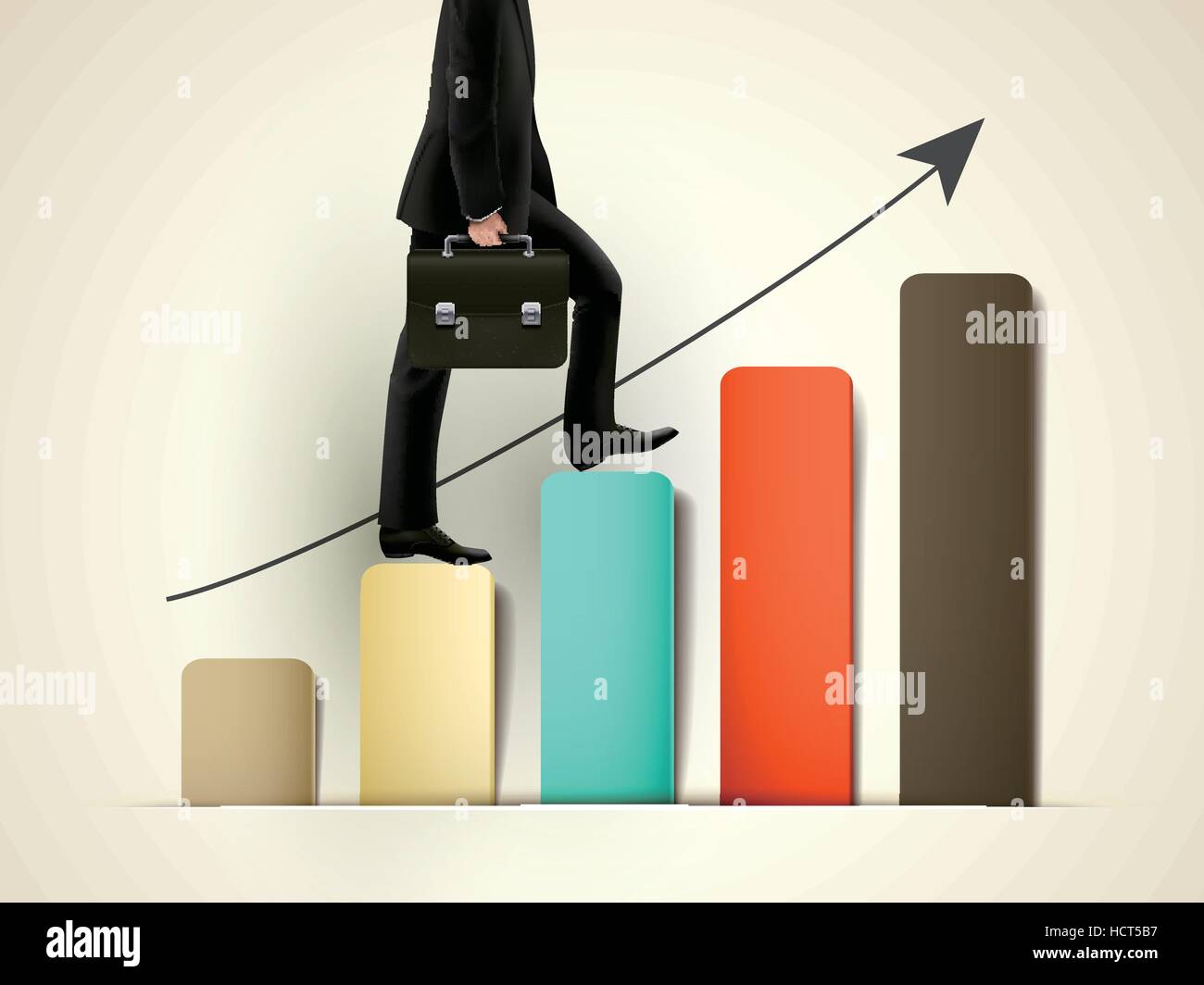 businessman walking on growing graph with arrow Stock Vector Image ...
