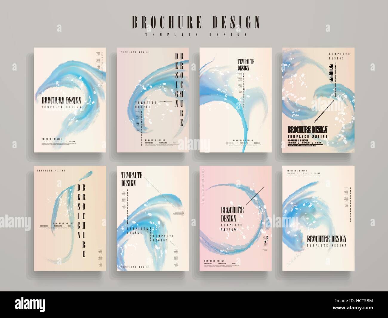 abstract brochure template design set with blurred flow liquid elements Stock Vector