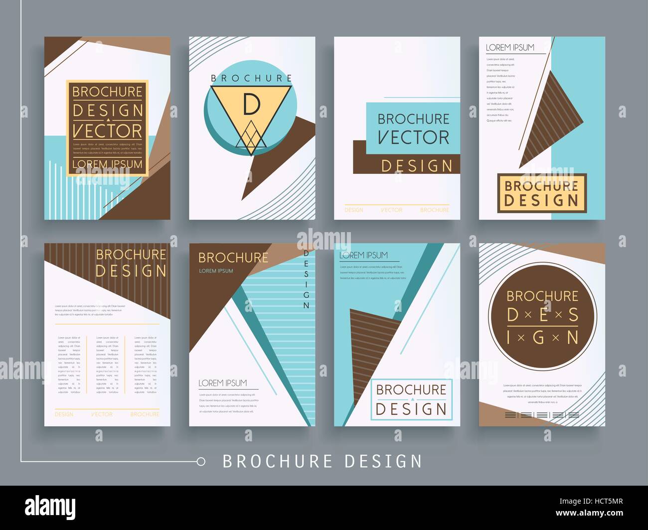 Modern Brochure Template Design Set With Geometric Elements Stock ...