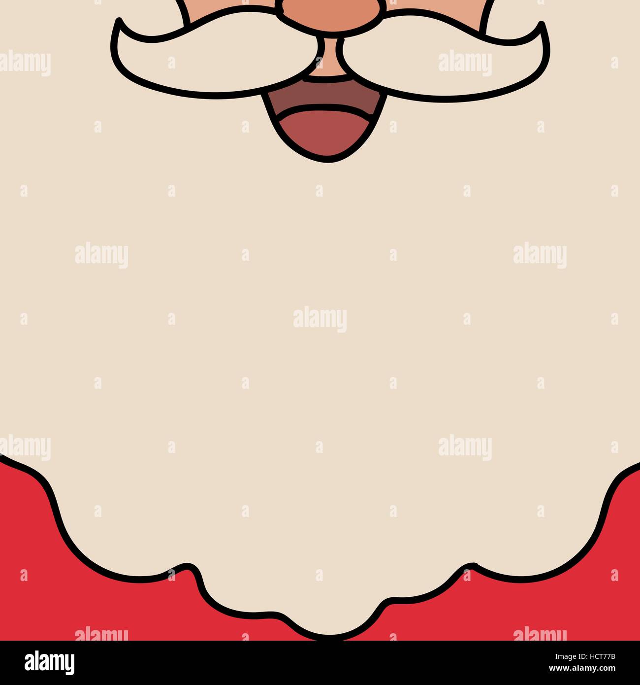 Christmas white Santa Claus beard. Red shirt. With blank place for text Stock Vector