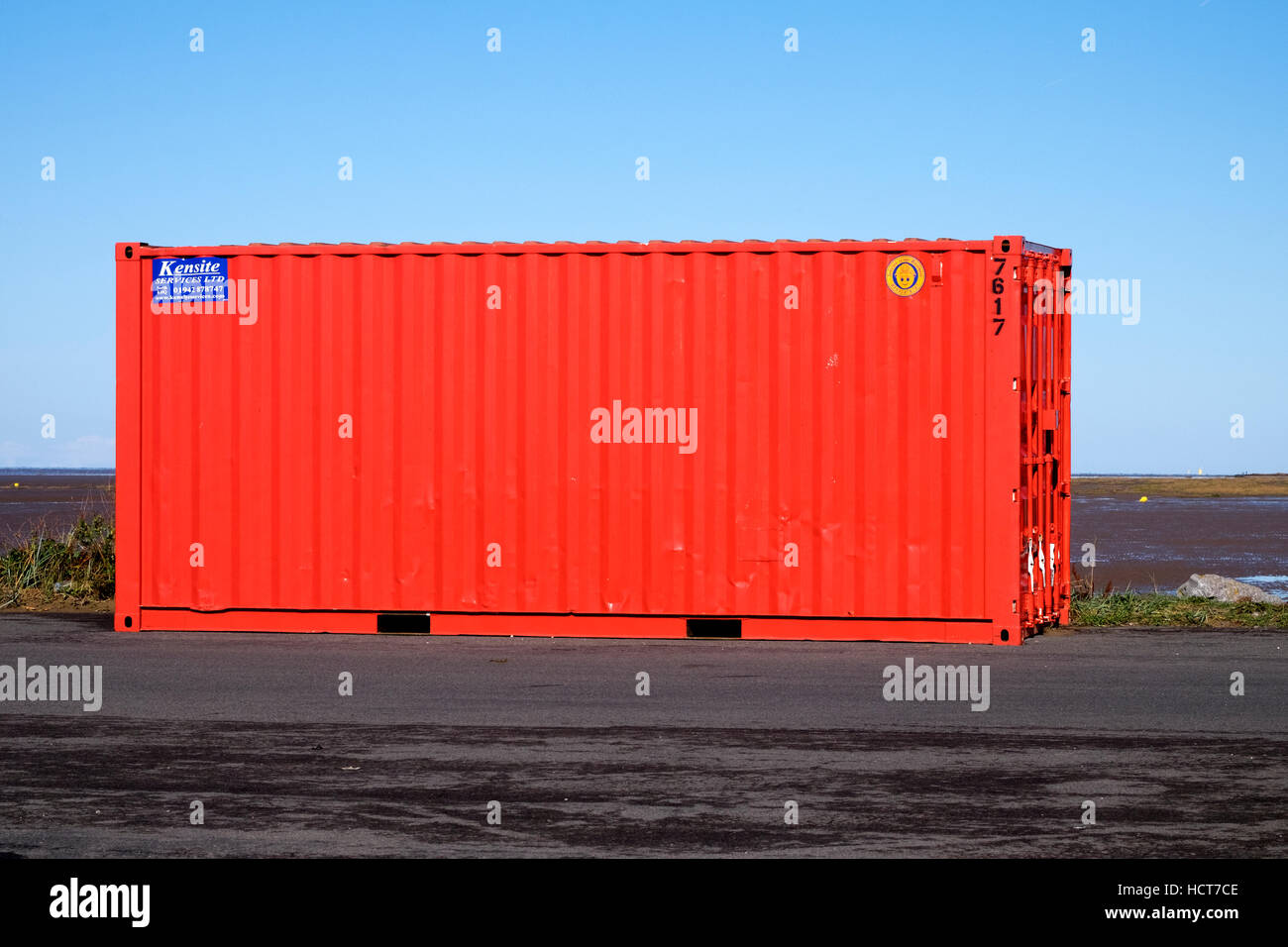 Bright Orange Shipping Container Stock Photo