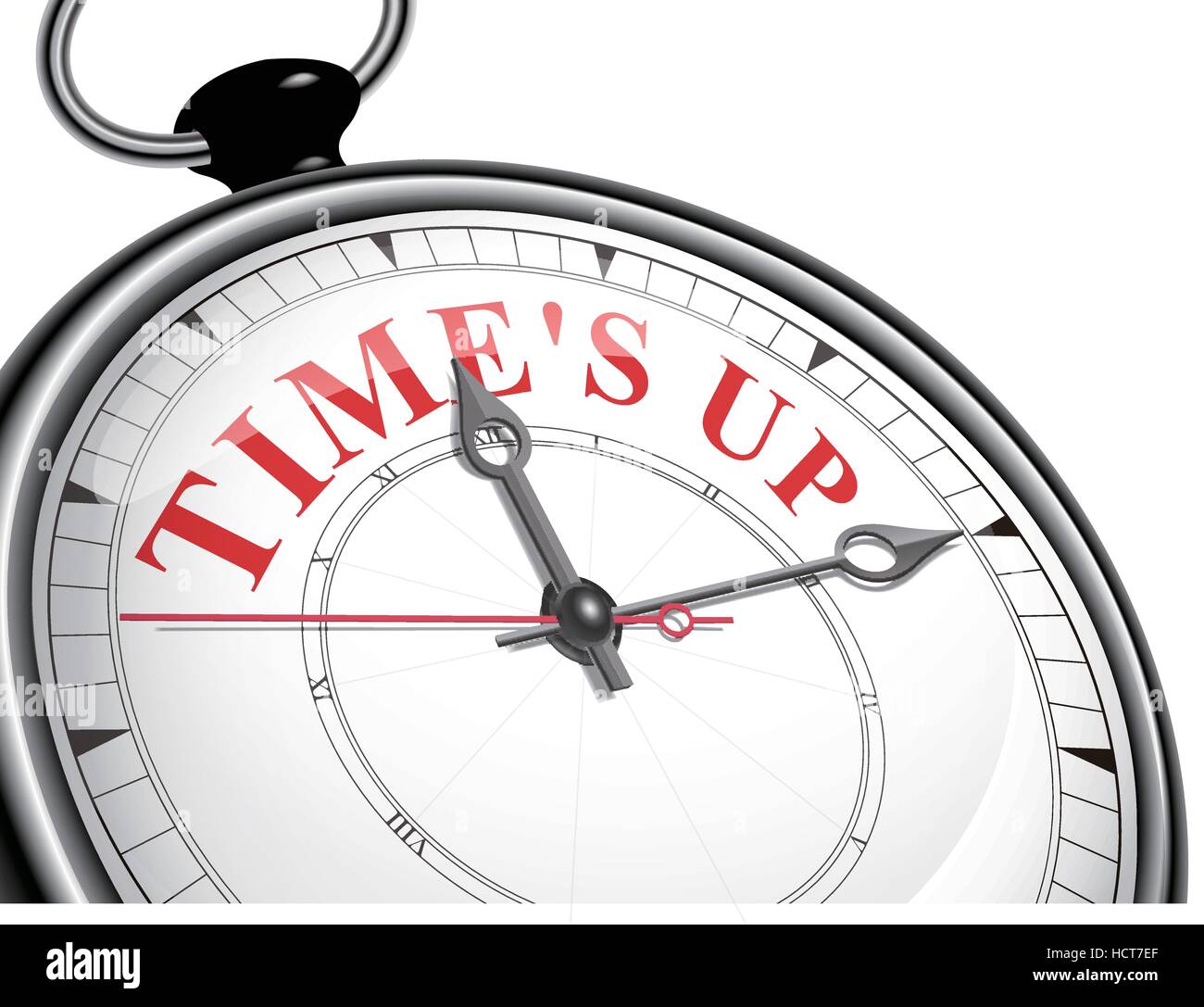 time is up concept clock isolated on white background Stock Vector
