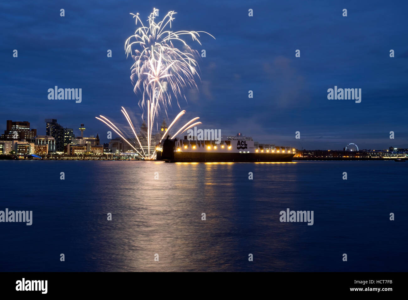 Fireworks in Liverpool Stock Photo Alamy