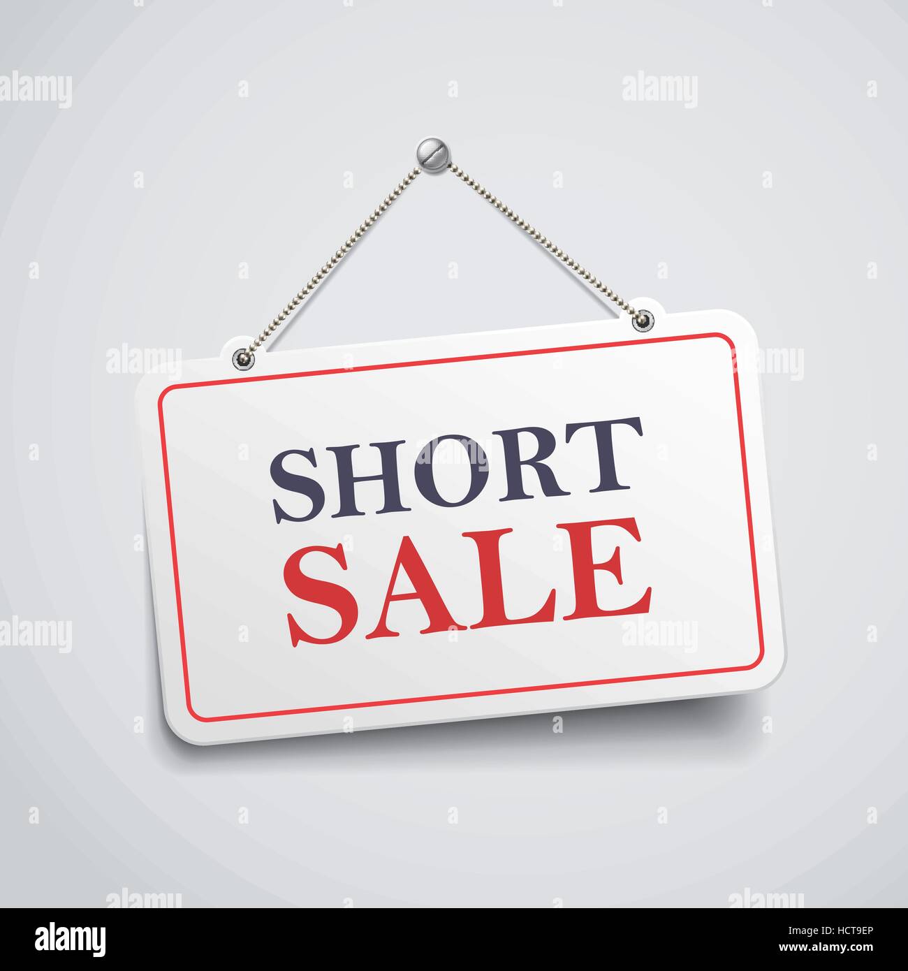 short sale hanging sign isolated on white wall Stock Vector