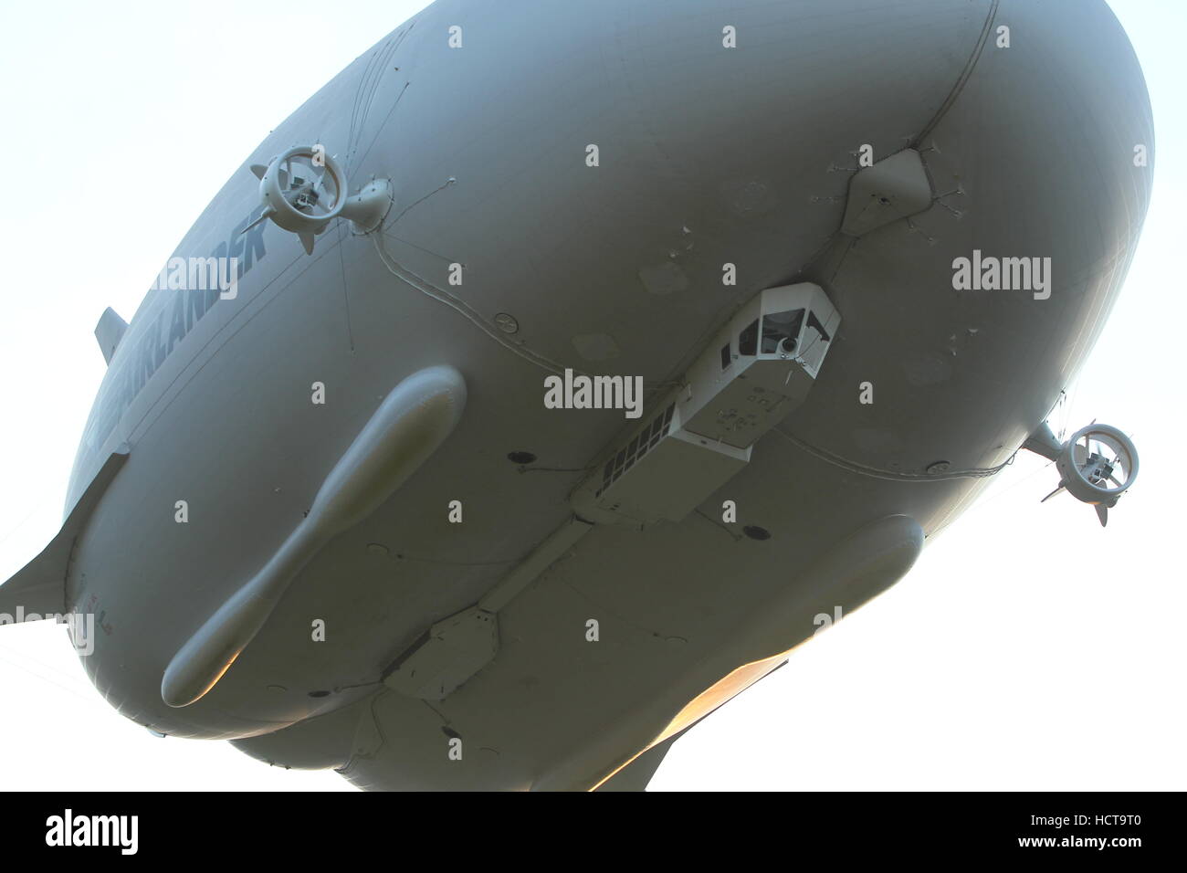 The Airlander 10, the world’s largest aircraft, during it's maiden flight at Cardington Airfield, Bedfordshire  Featuring: The Airlander 10 Where: Bedfordshire, United Kingdom When: 17 Aug 2016 Stock Photo