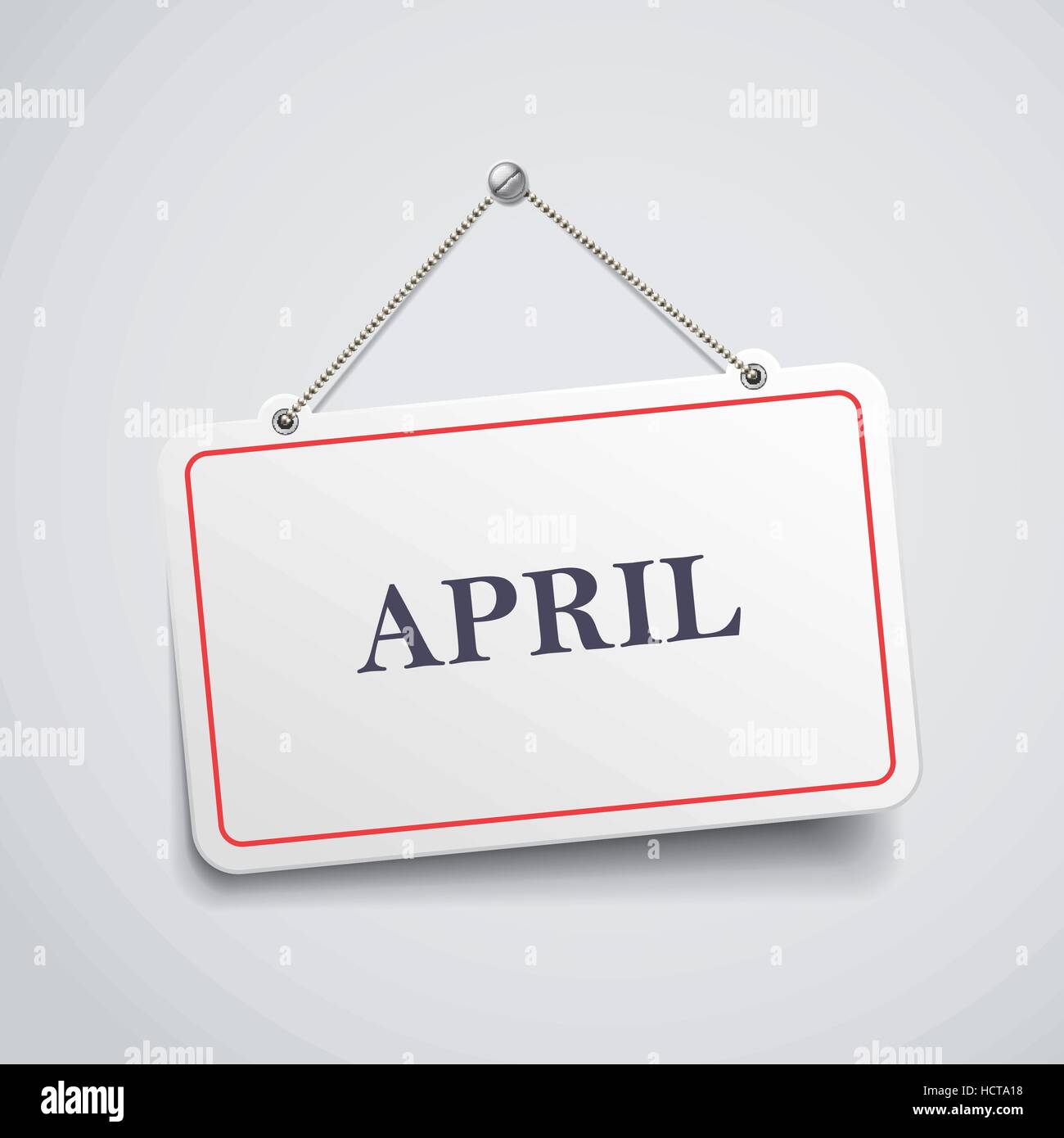 April hanging sign isolated on white wall Stock Vector