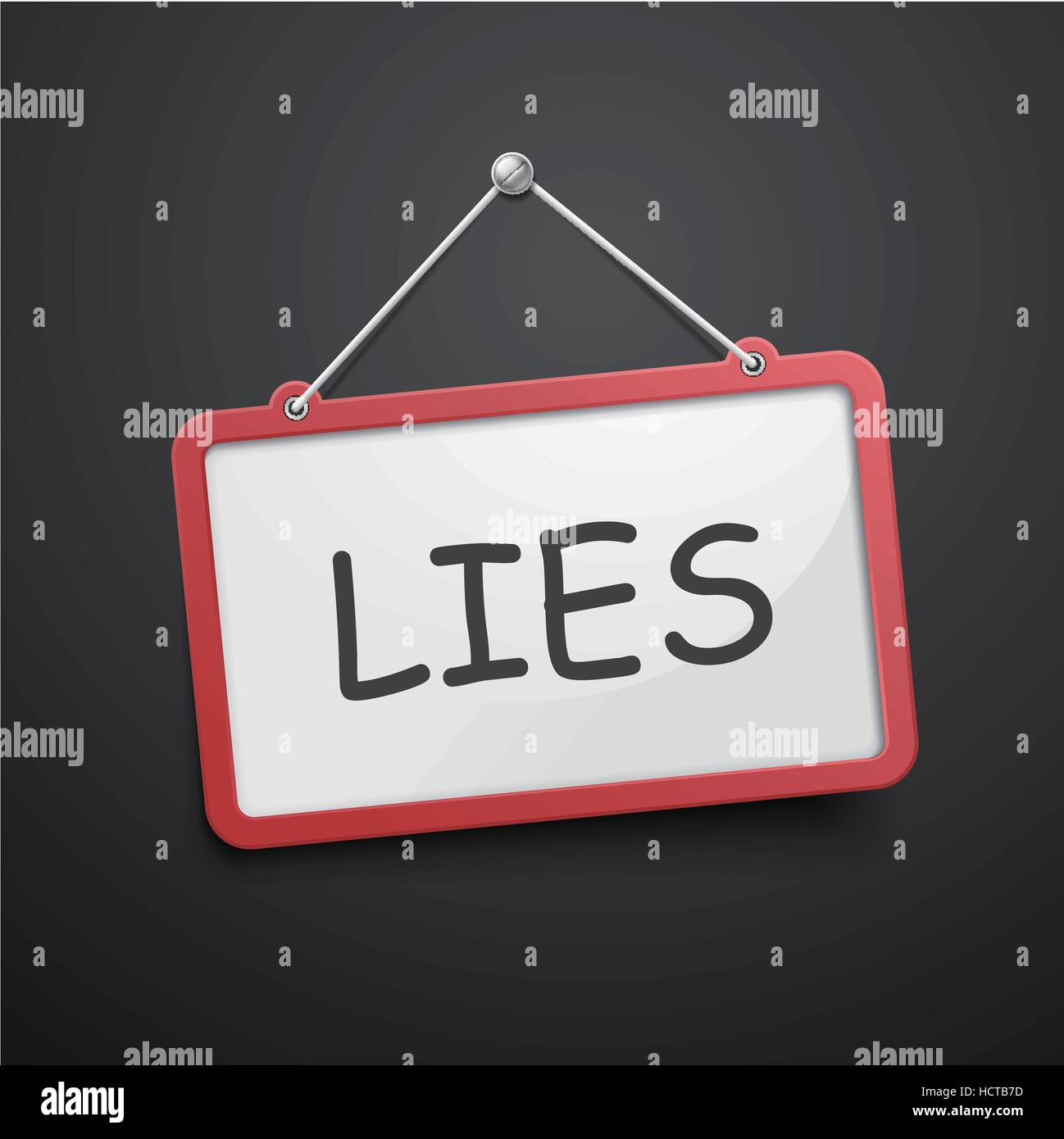 lies hanging sign isolated on black wall Stock Vector
