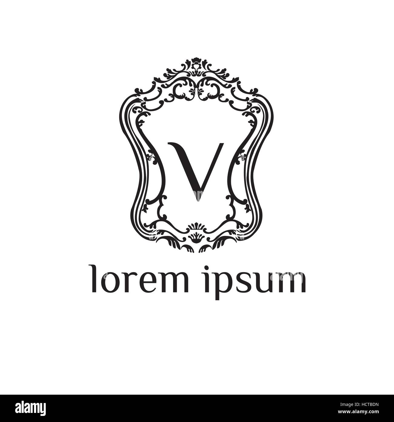 Linear monogram vector symbol logo. Premium letter V logotype. - Vector Stock Vector