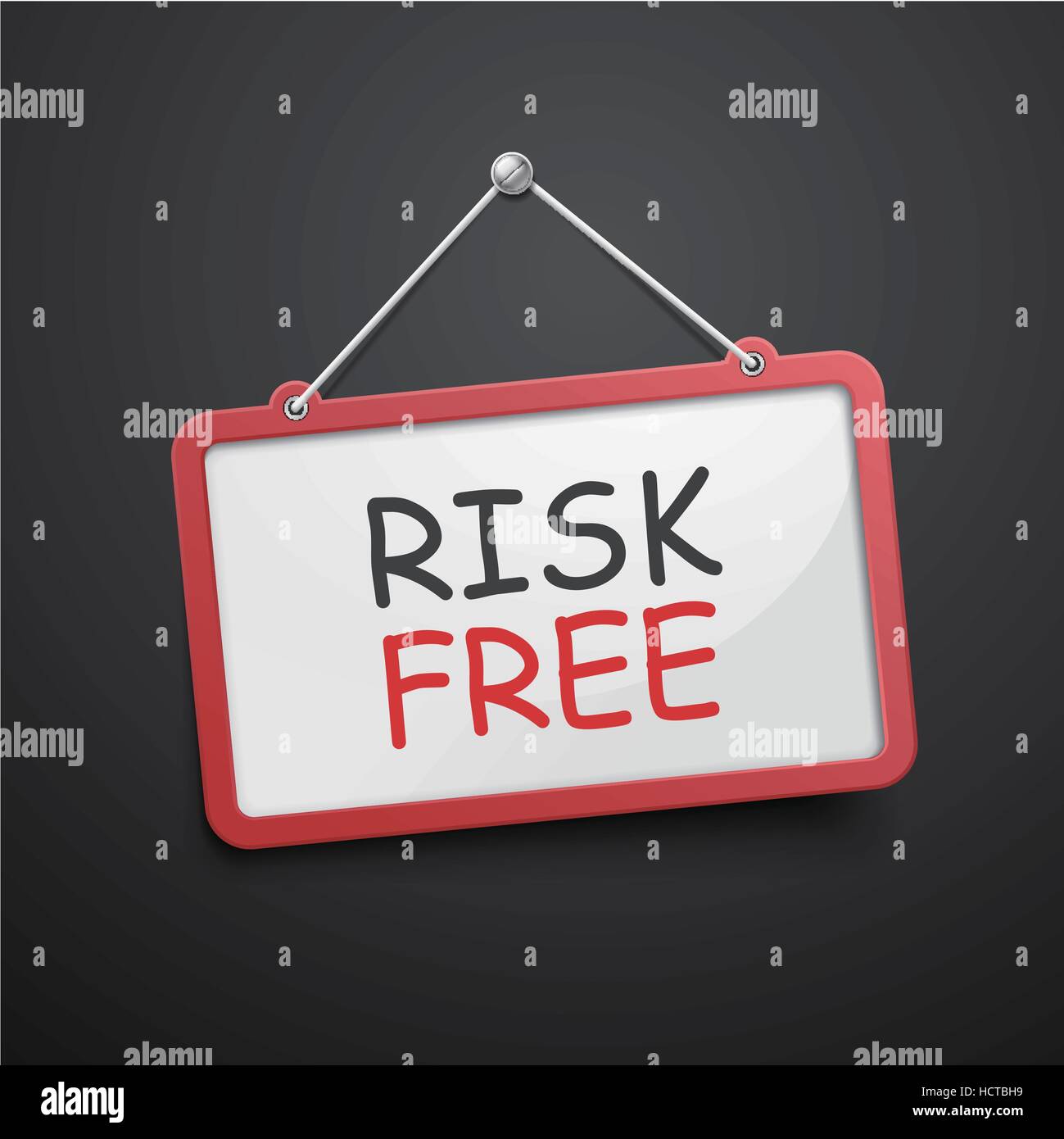 risk free hanging sign isolated on black wall Stock Vector Image & Art ...