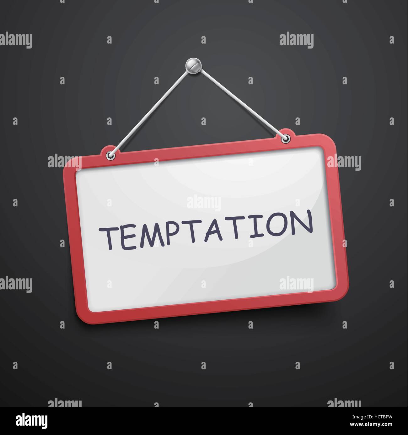 temptation hanging sign isolated on black wall Stock Vector