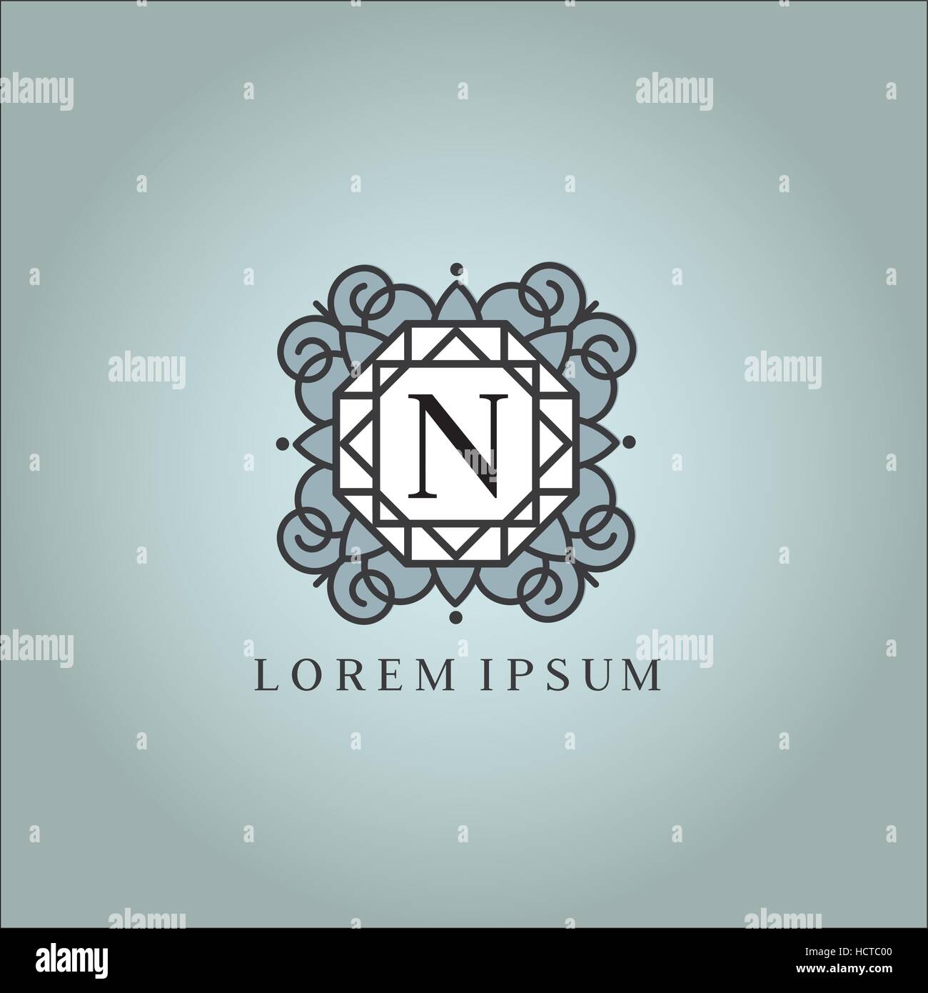 Linear monogram vector symbol logo. Premium letter N logotype. - Vector ...