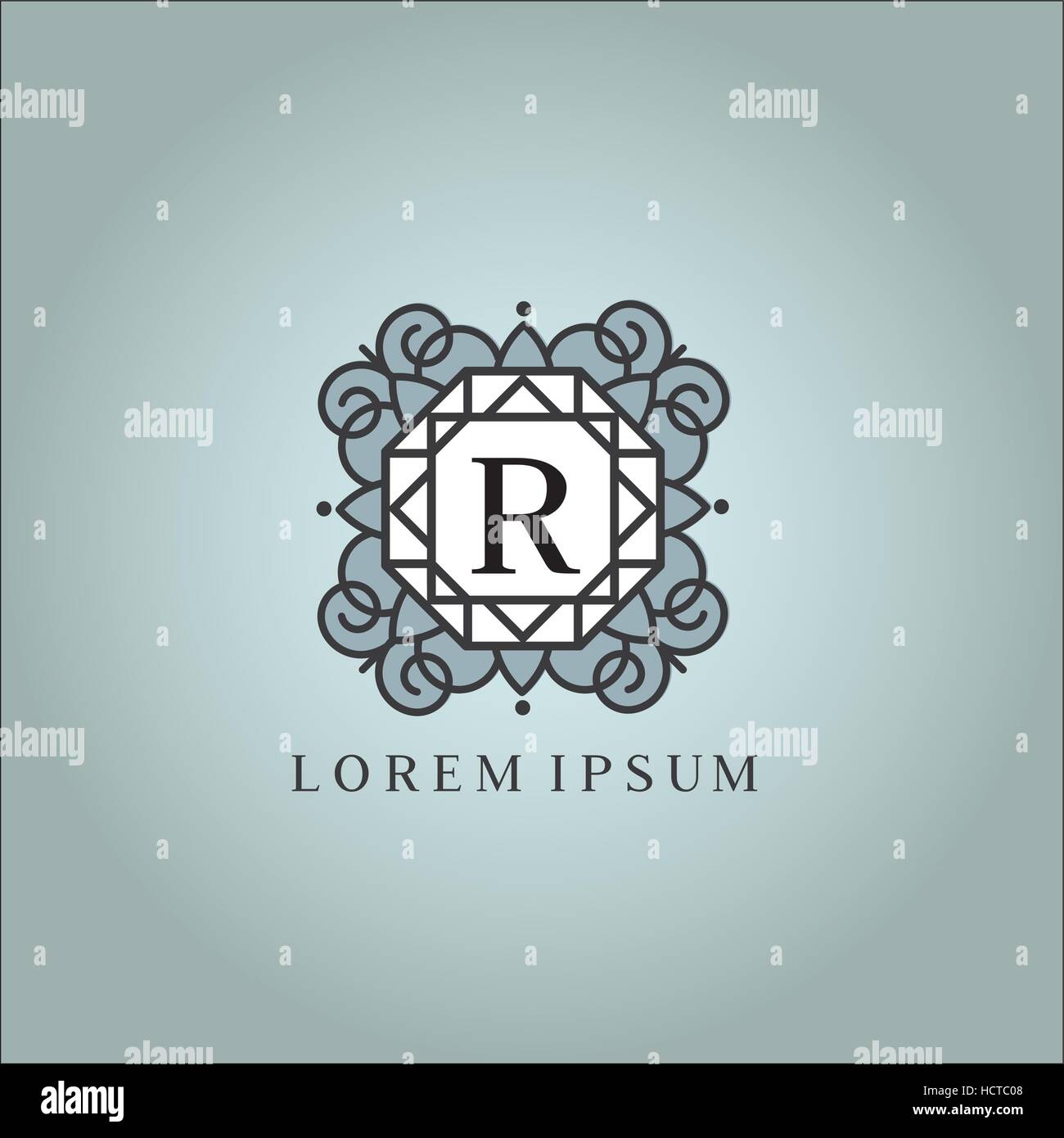 Linear monogram vector symbol logo. Premium letter R logotype. - Vector ...