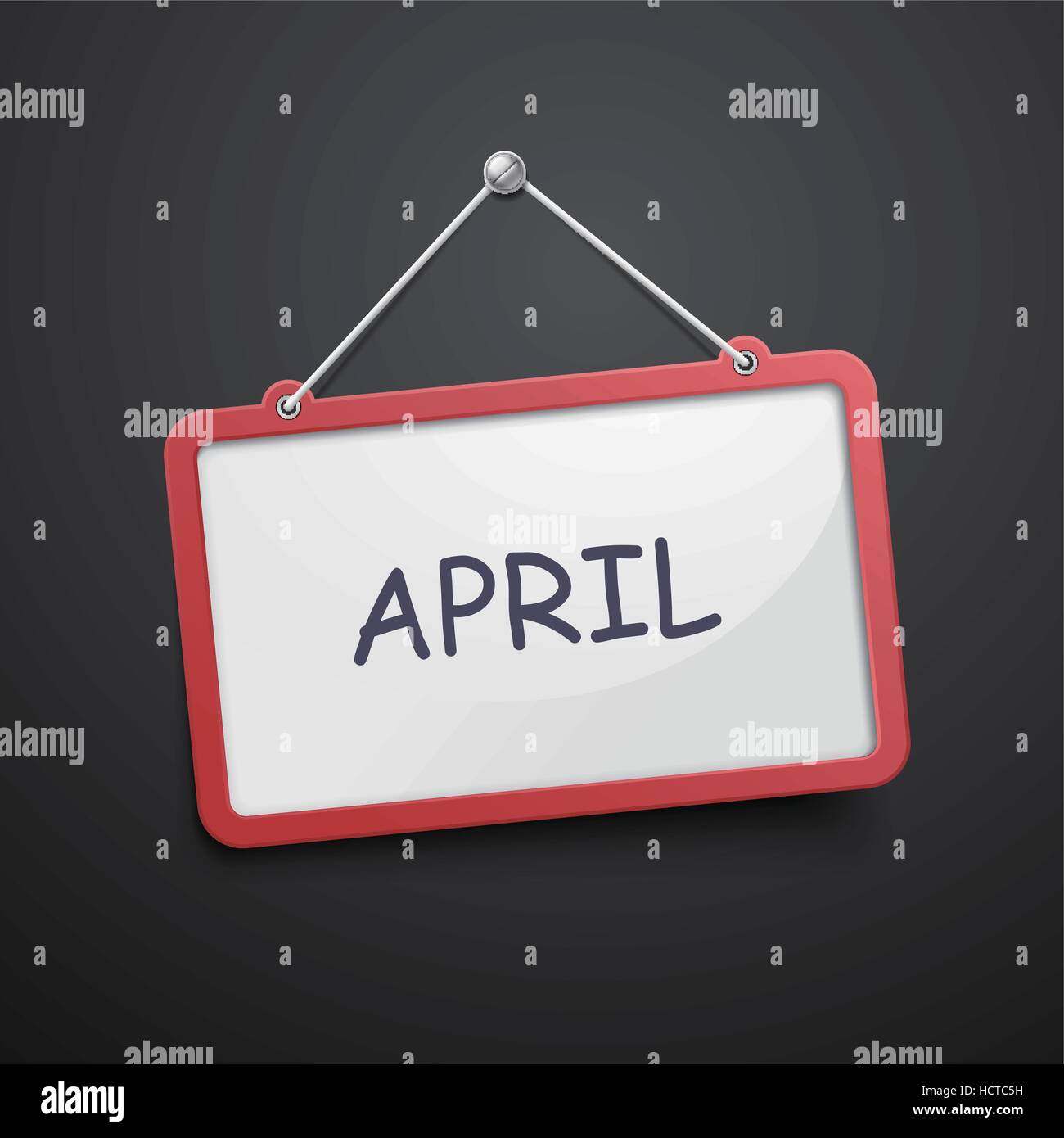 April hanging sign isolated on black wall Stock Vector