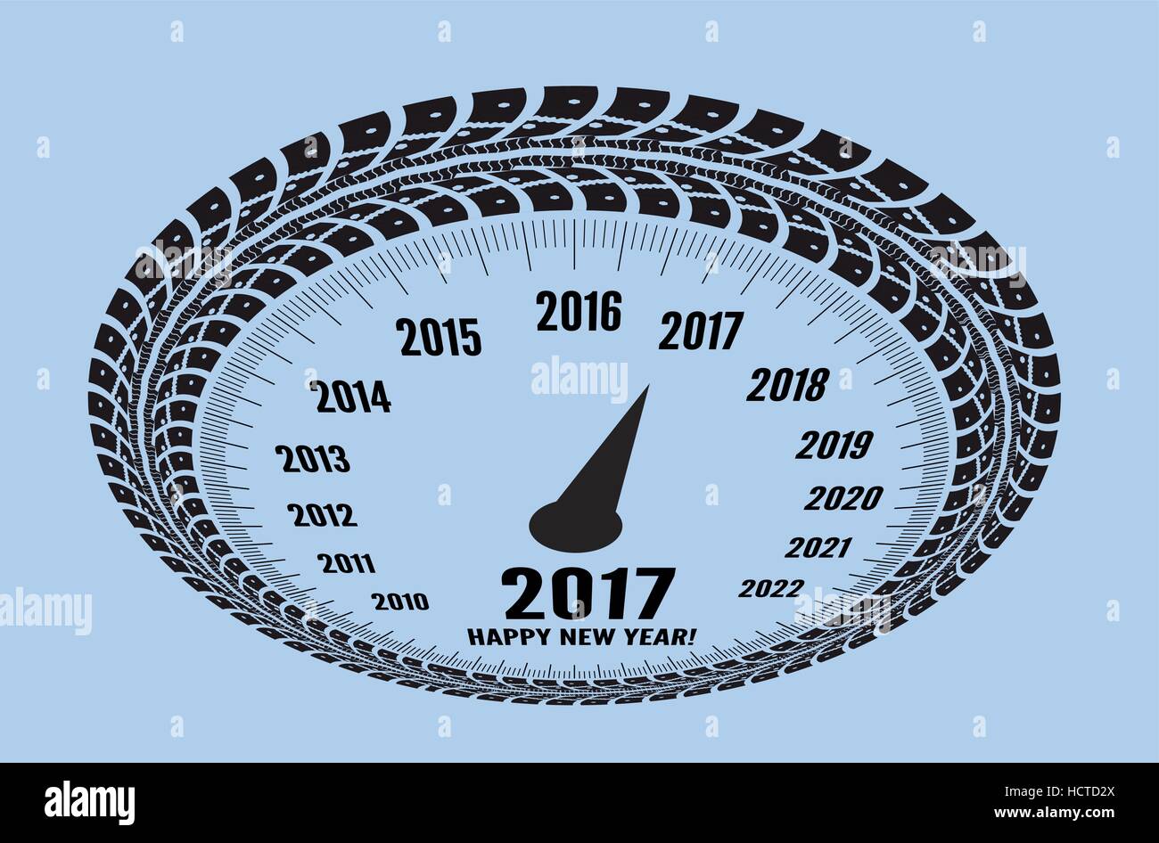 Speedometer 2017 year greeting Stock Vector