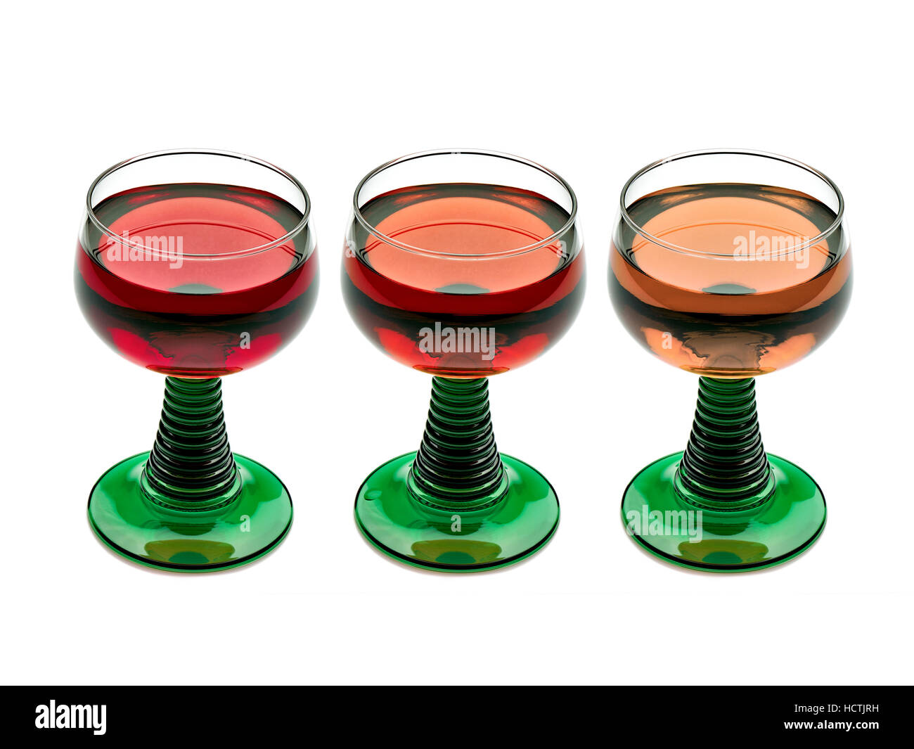 Close-up of a Beautiful stemmed glasses of pink wine Stock Photo