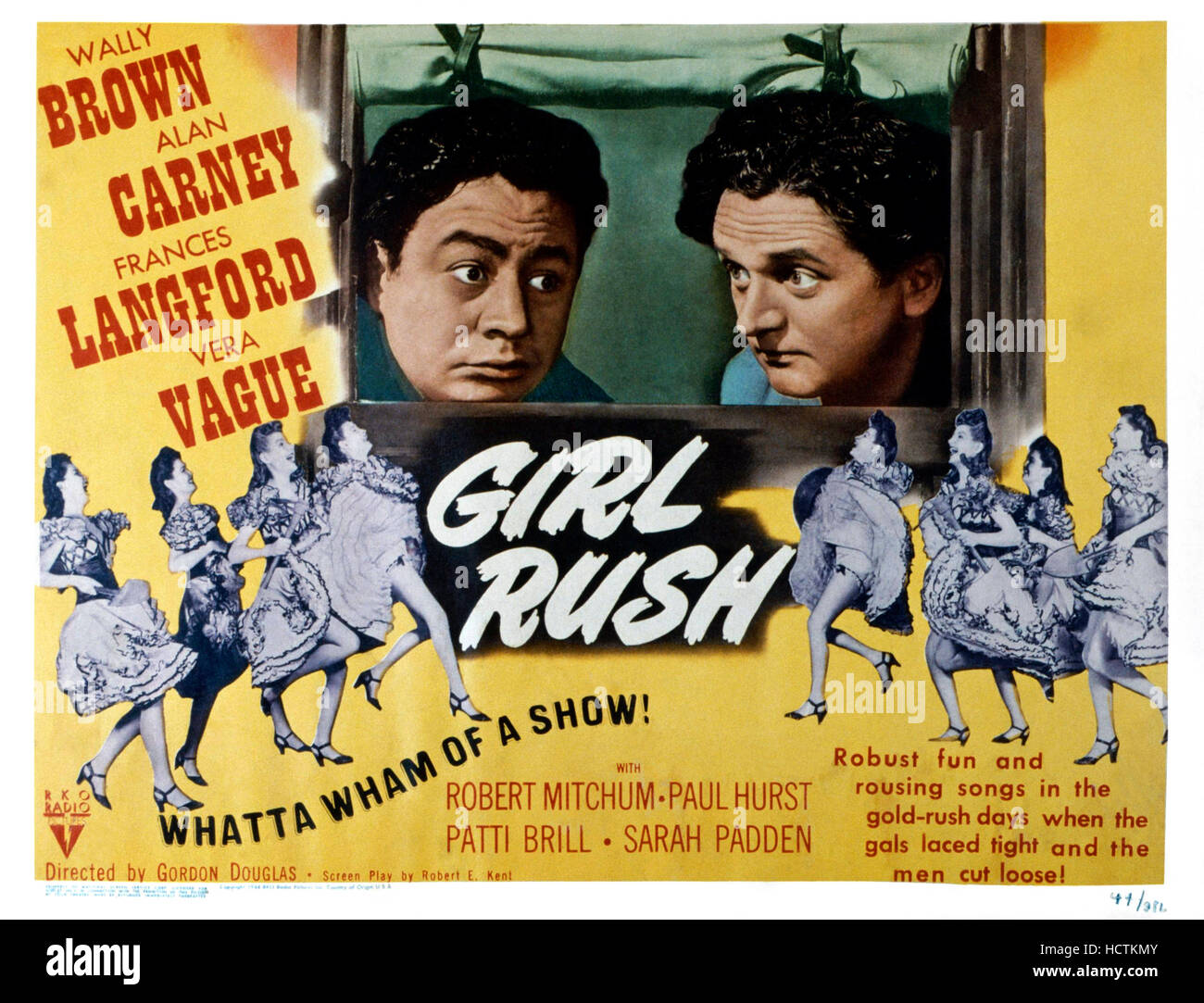 GIRL RUSH, lobbycard, from left Alan Carney, Wally Brown, 1944 Stock