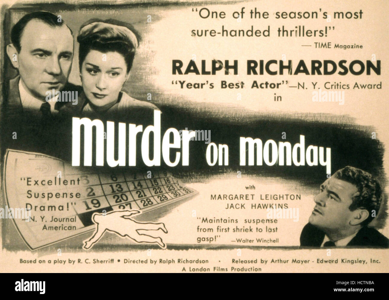 HOME AT SEVEN, (aka MURDER ON MONDAY), Ralph Richardson, Margaret Leighton,  Jack Hawkins, 1952 Stock Photo - Alamy