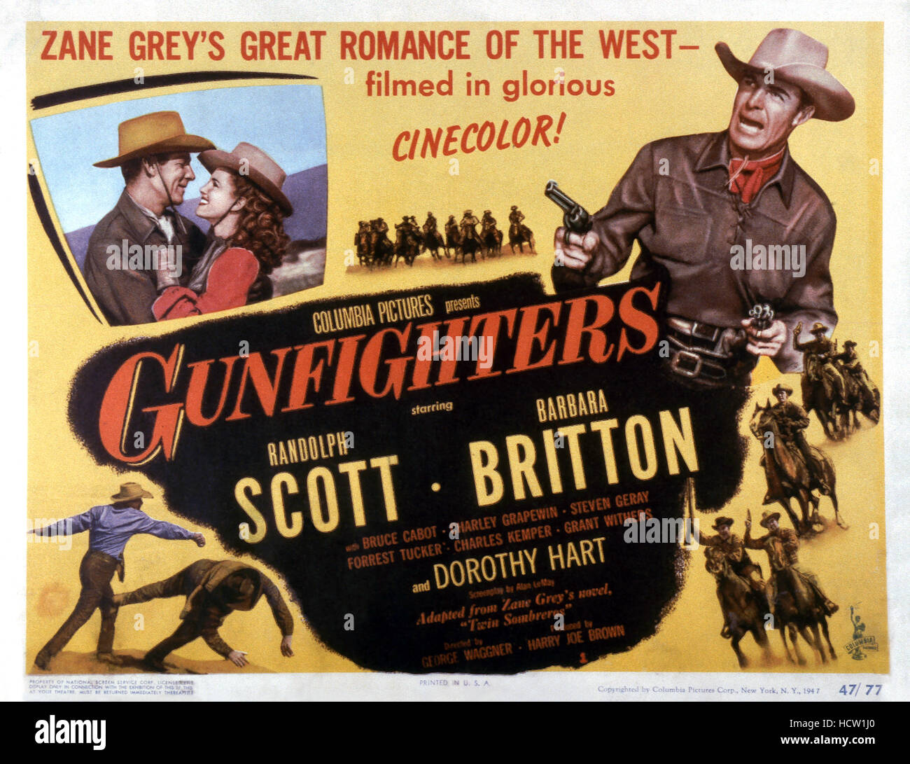 GUNFIGHTERS, top left: Randolph Scott, Barbara Britton, 1947 Stock ...