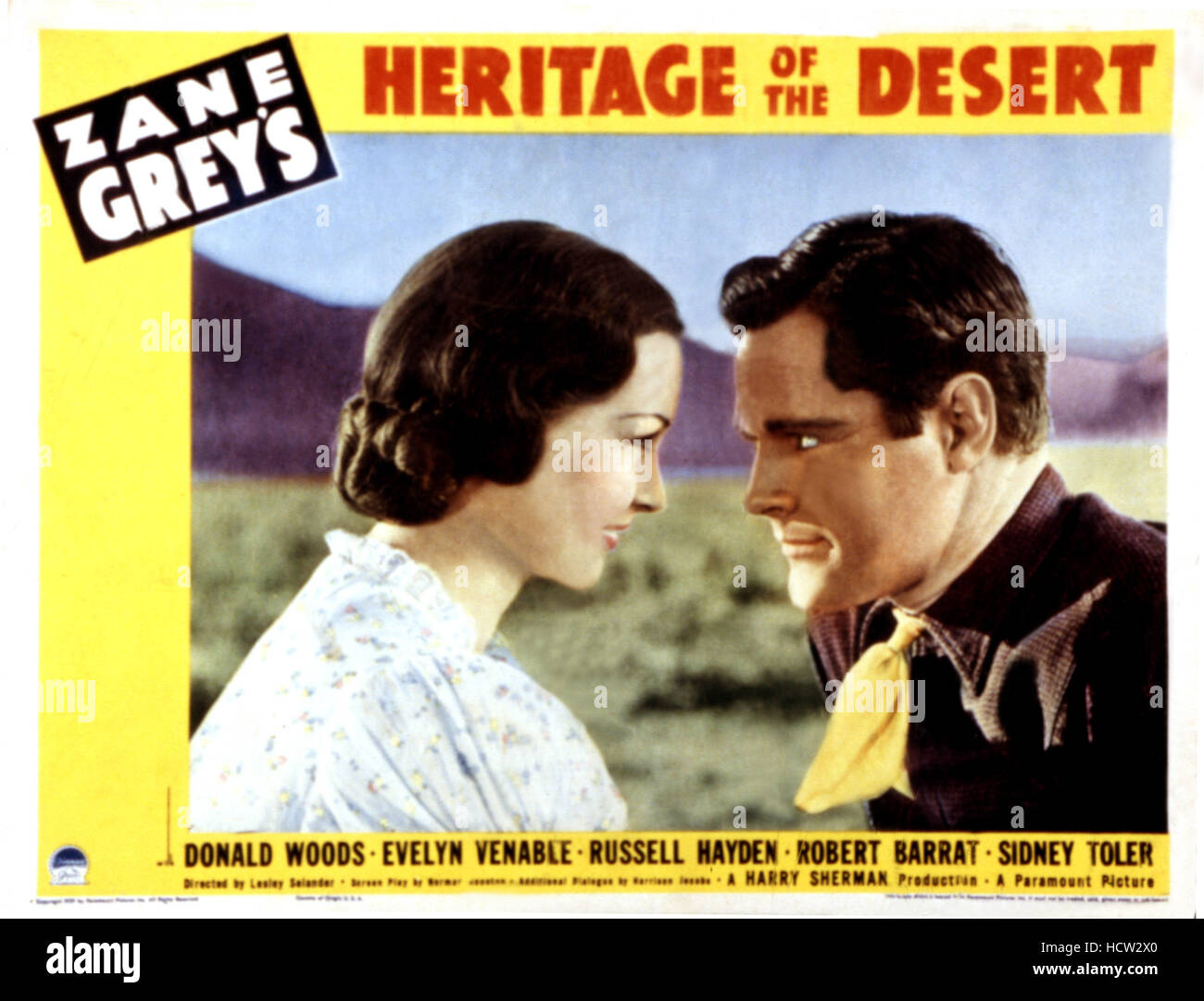 HERITAGE OF THE DESERT, from left: Evelyn Venable, Donald Woods, 1939 Stock Photo