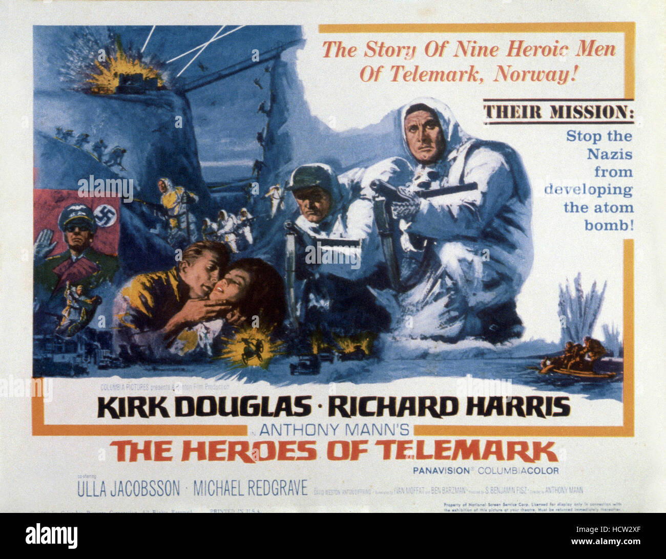 THE HEROES OF TELEMARK, from left Kirk Douglas, Ulla Jacobsson