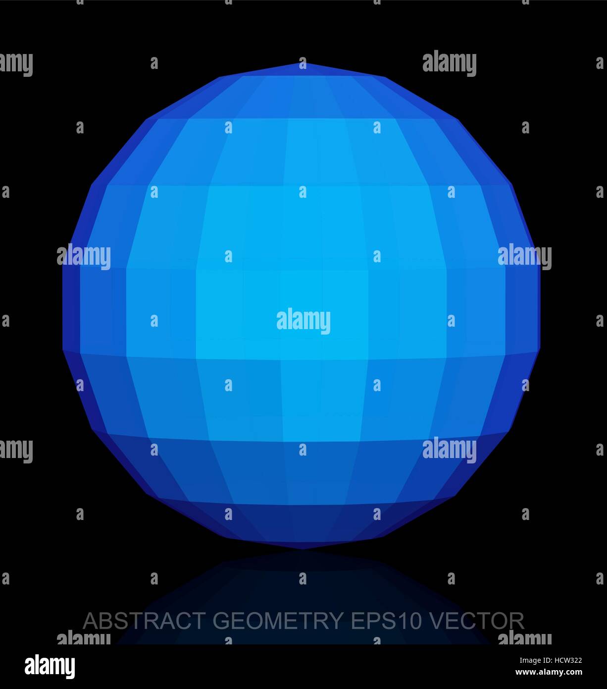 Abstract geometry: low poly Blue Sphere. 3D polygonal object, EPS 10 ...