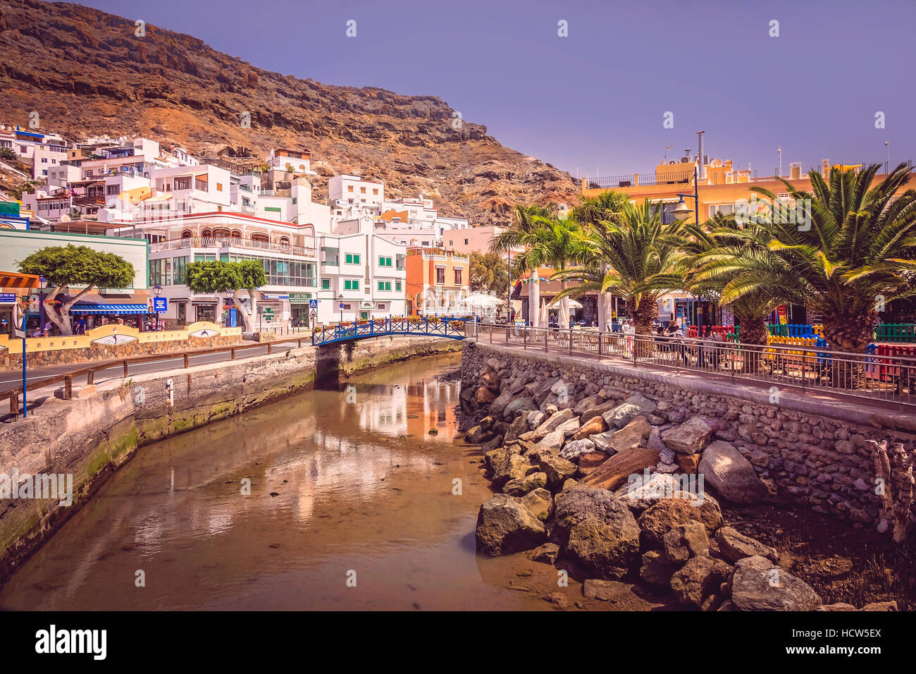 Small river canal in the Puerto de Mogan, a small fishing port in Gran  Canaria ( called the Venice of Canaries ), Canary Islands, Spain Stock  Photo - Alamy