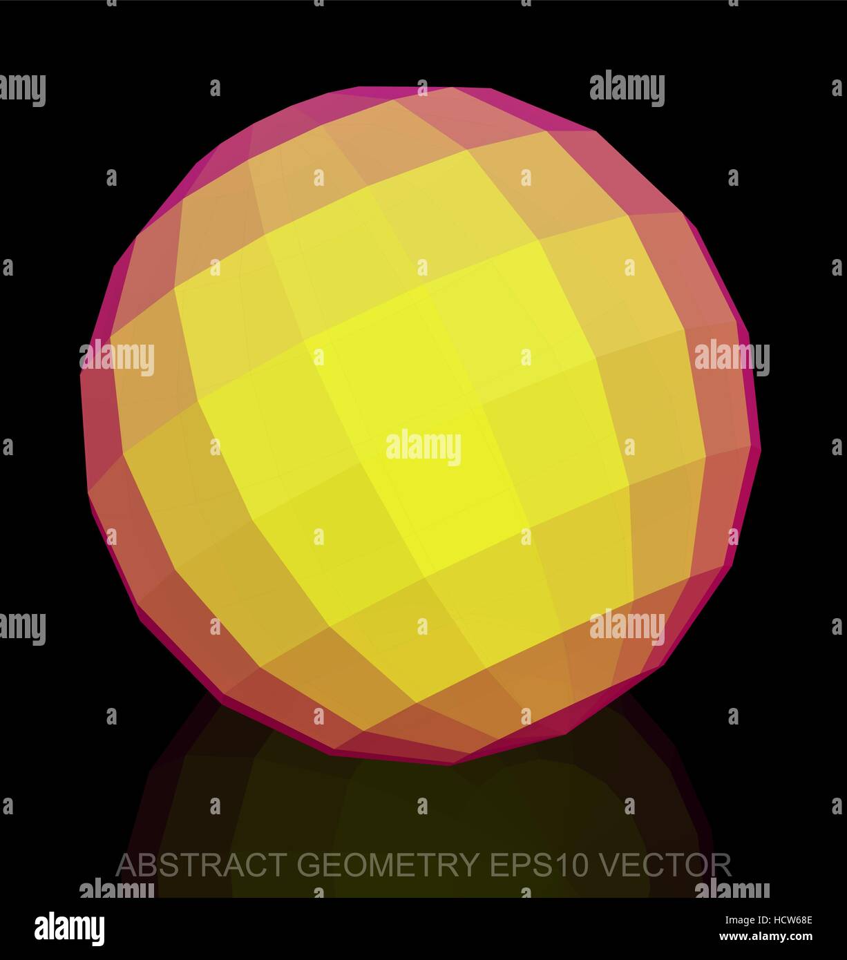 Abstract geometry: low poly Yellow Sphere. 3D polygonal object, EPS 10 ...