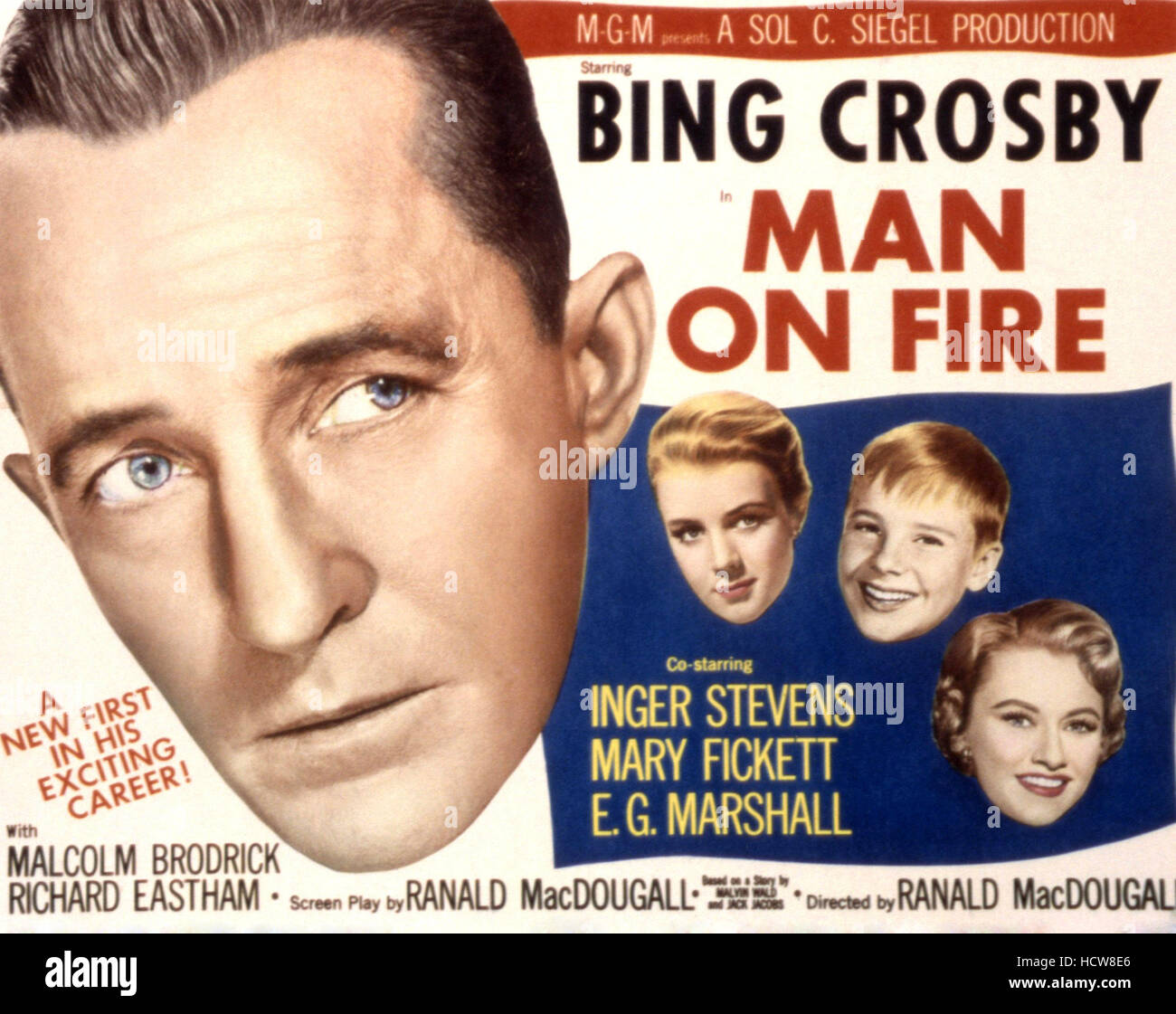 Man On Fire Bing Crosby Inger Stevens Malcolm Brodrick Mary Fickett