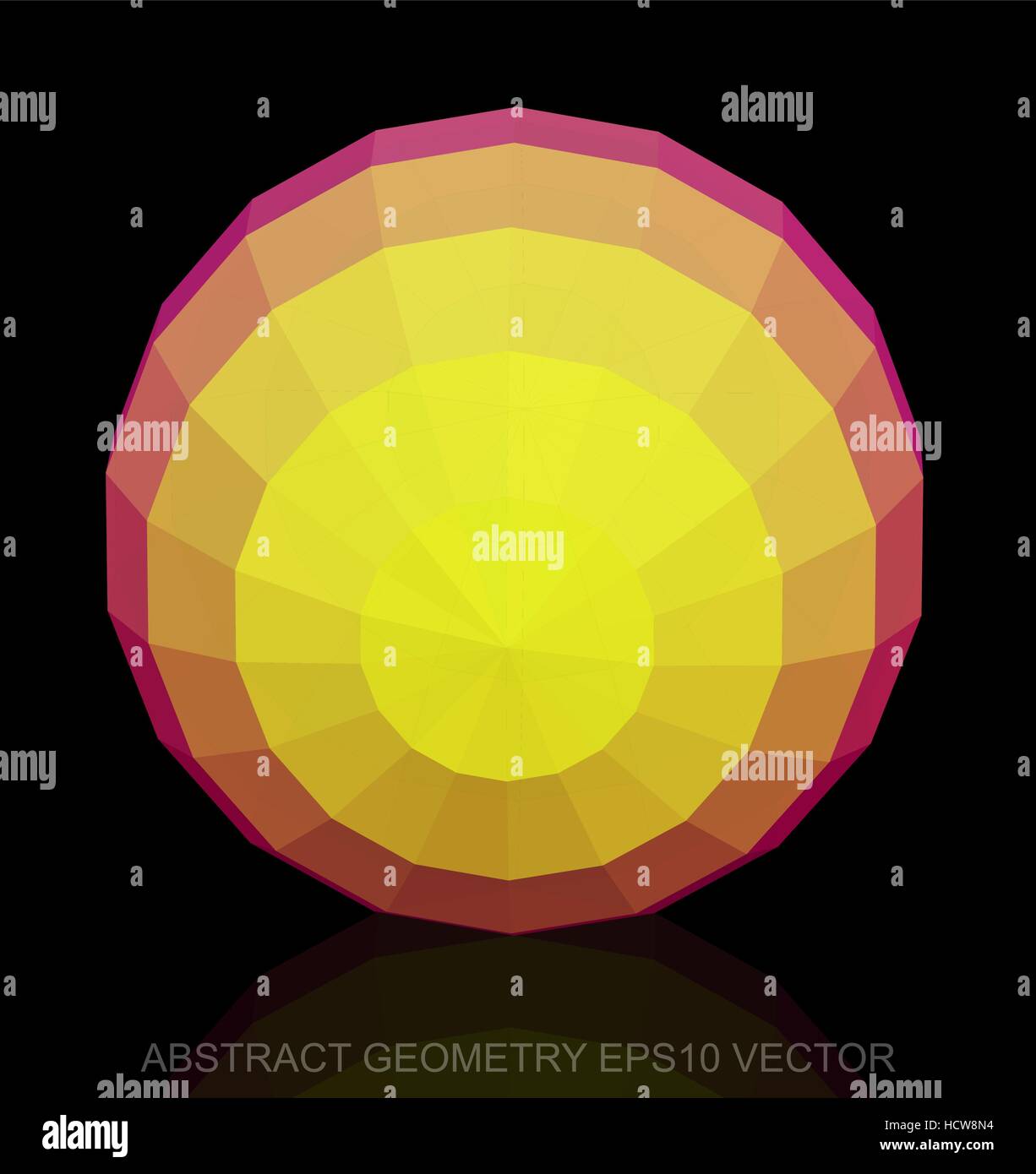 Abstract geometry: low poly Yellow Sphere. 3D polygonal object, EPS 10 ...
