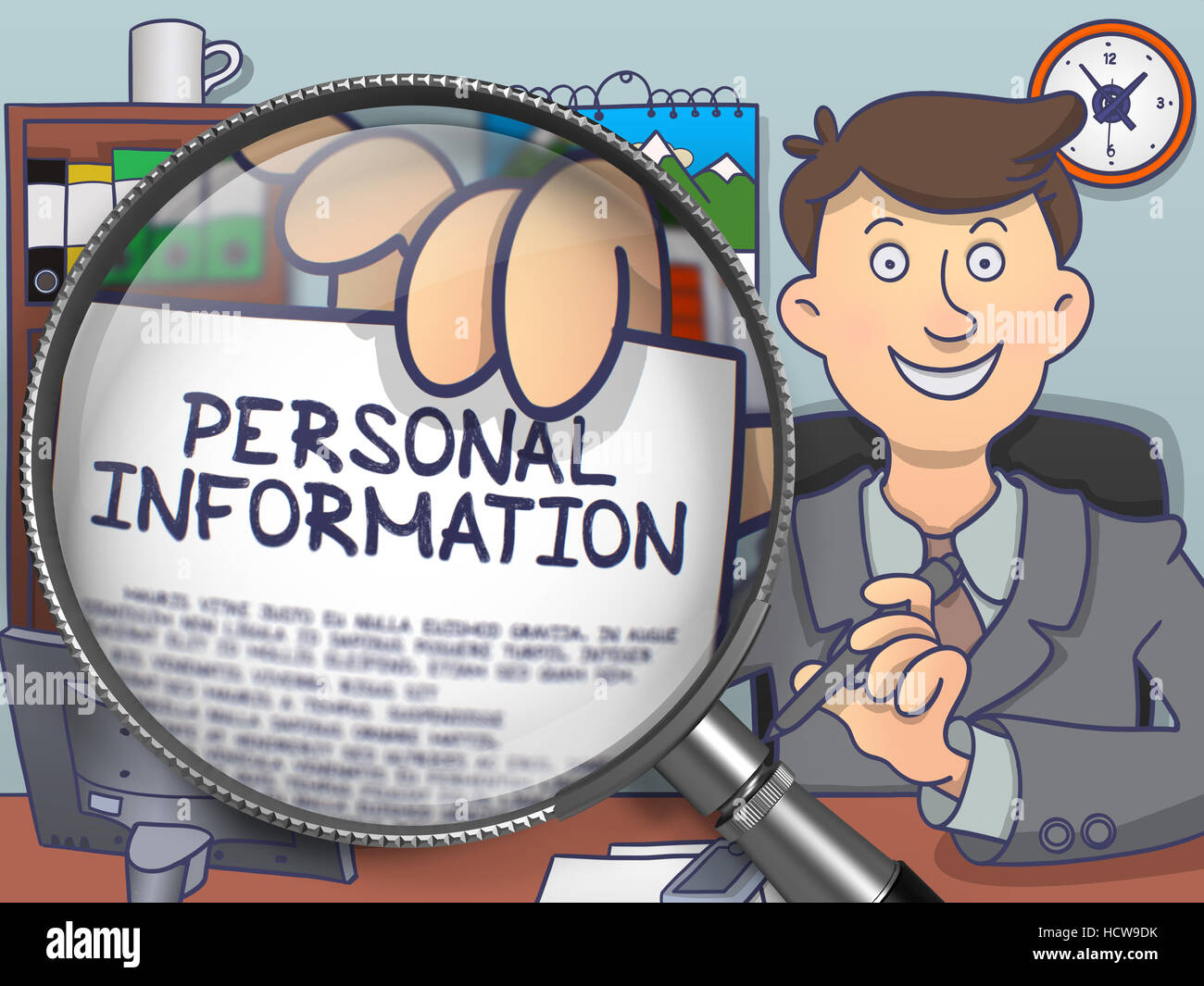 Personal Information through Magnifier. Doodle Design Stock Photo Alamy