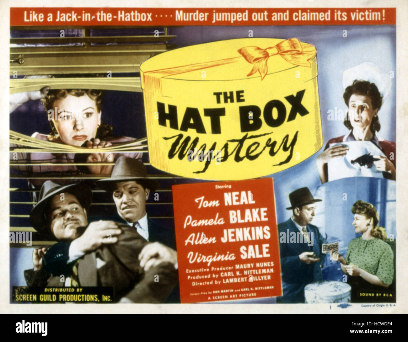 THE HAT BOX MYSTERY, Tom Neal, Allen Jenkins, Pamela Blake, 1947 Stock