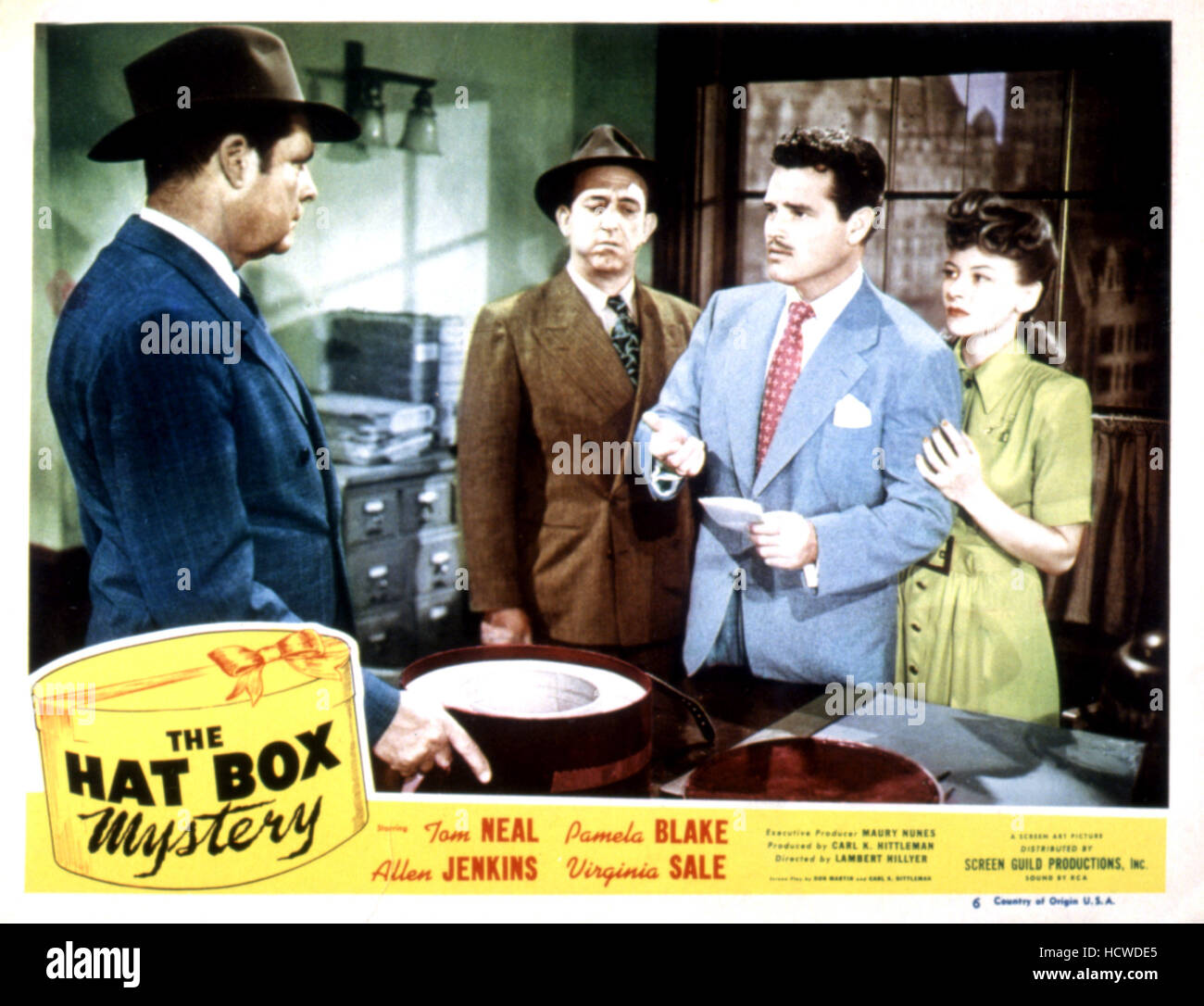 THE HAT BOX MYSTERY, Tom Neal, Allen Jenkins, Pamela Blake, 1947 Stock