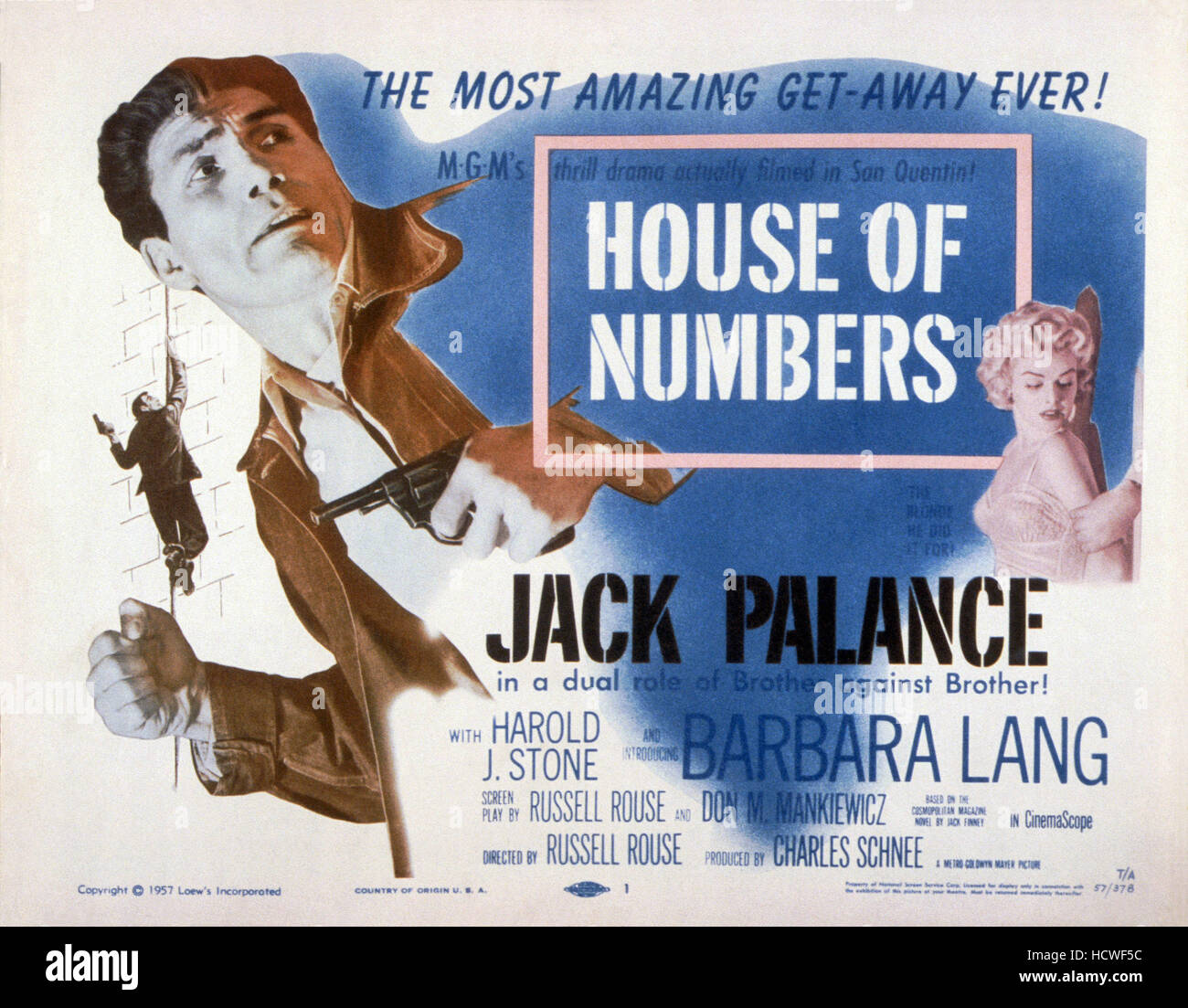 HOUSE OF NUMBERS, from left: Jack Palance, Barbara Lang, 1957 Stock ...