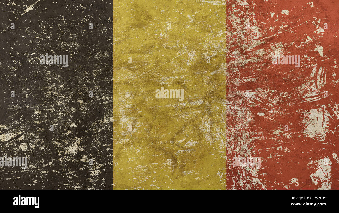 Old grunge vintage dirty faded shabby distressed Belgian (Kingdom of Belgium) national flag background Stock Photo