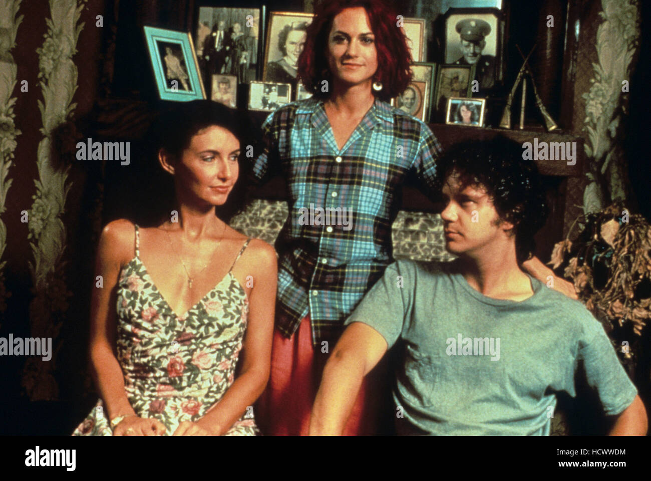 MISS FIRECRACKER, from left: Mary Steenburgen, Holly Hunter, Tim Robbins, 1989, © Corsair Pictures/courtesy Everett Collection Stock Photo